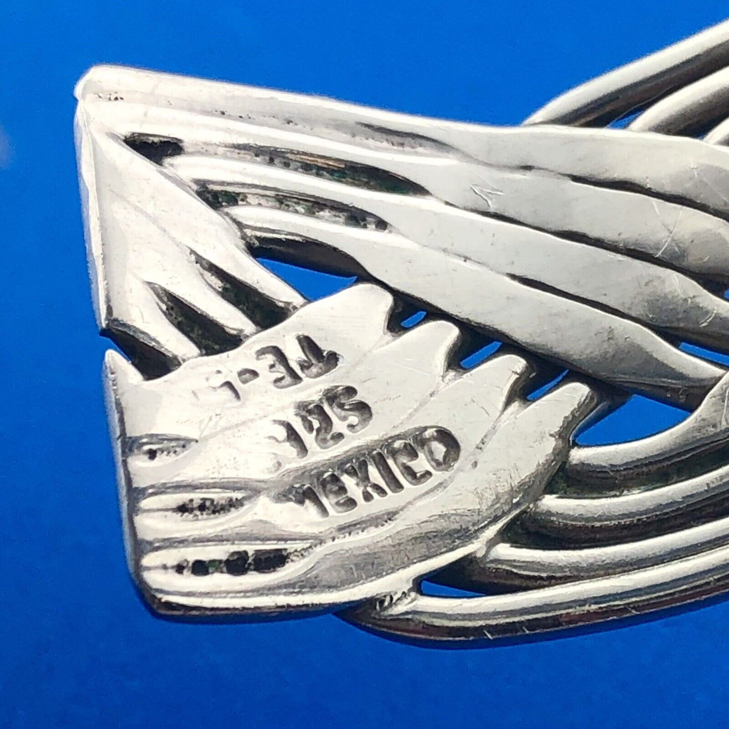 Vintage Taxco Mexico TE-5 925 Sterling Silver Basket Weave Open Cuff Bracelet