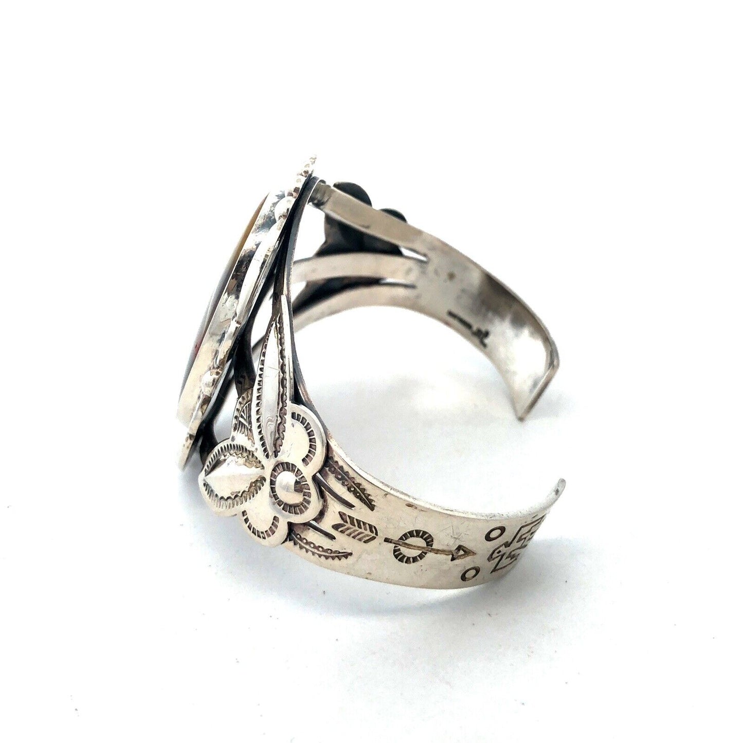 Native American 925 Sterling Silver Bumblebee Jasper Nature Cuff Bracelet