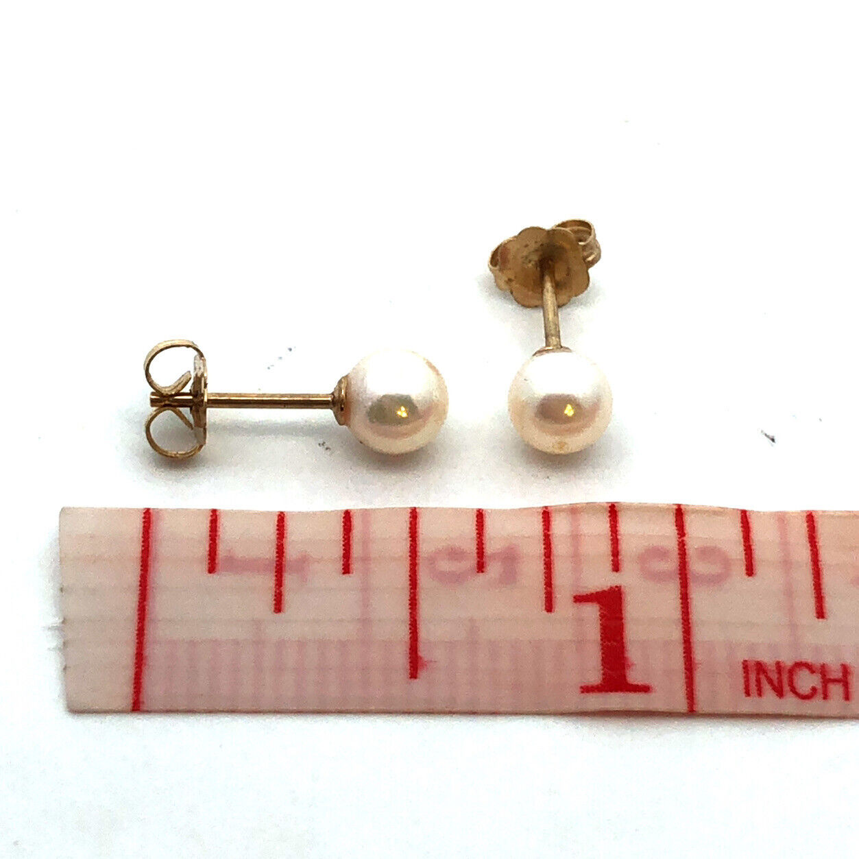14K Yellow Gold Round Pearl Solitaire Ball Everyday Stud Earrings