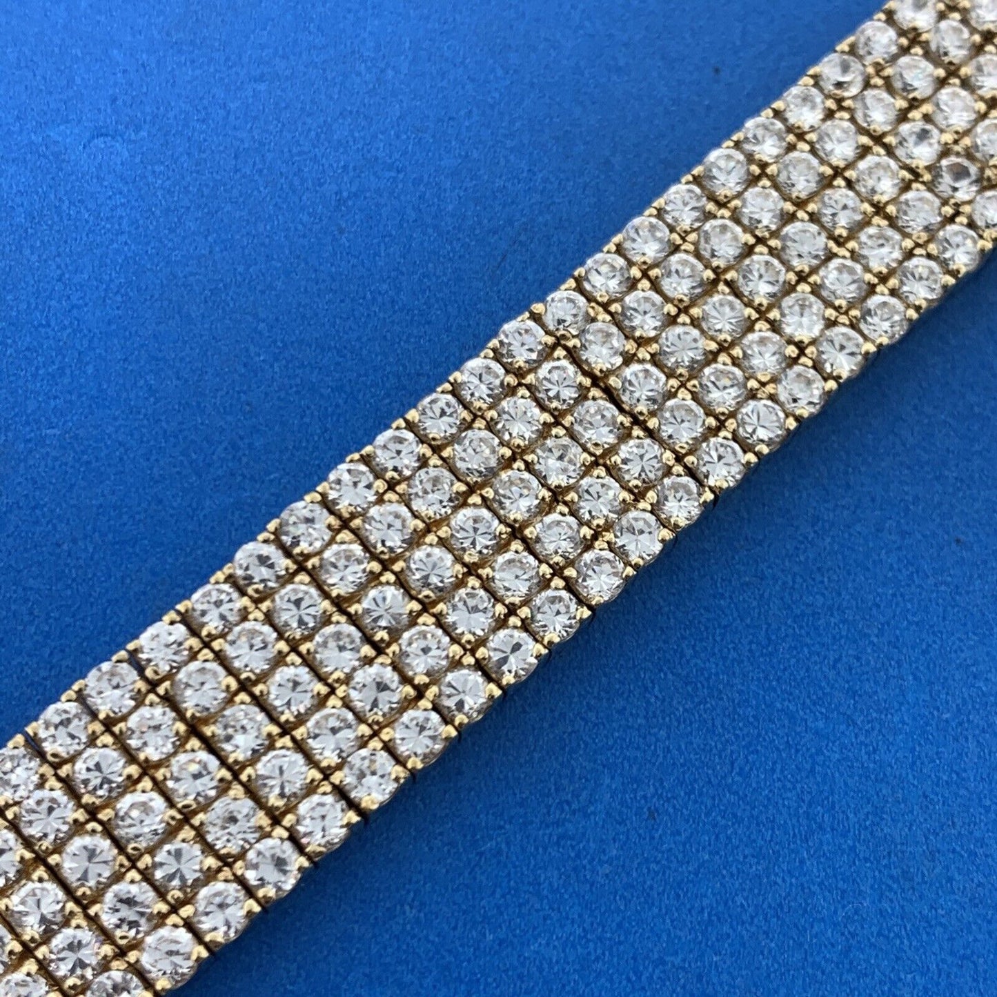 Runway Glitz 925 Vermeil Cubic Zirconia Cluster Statement Tennis Bracelet