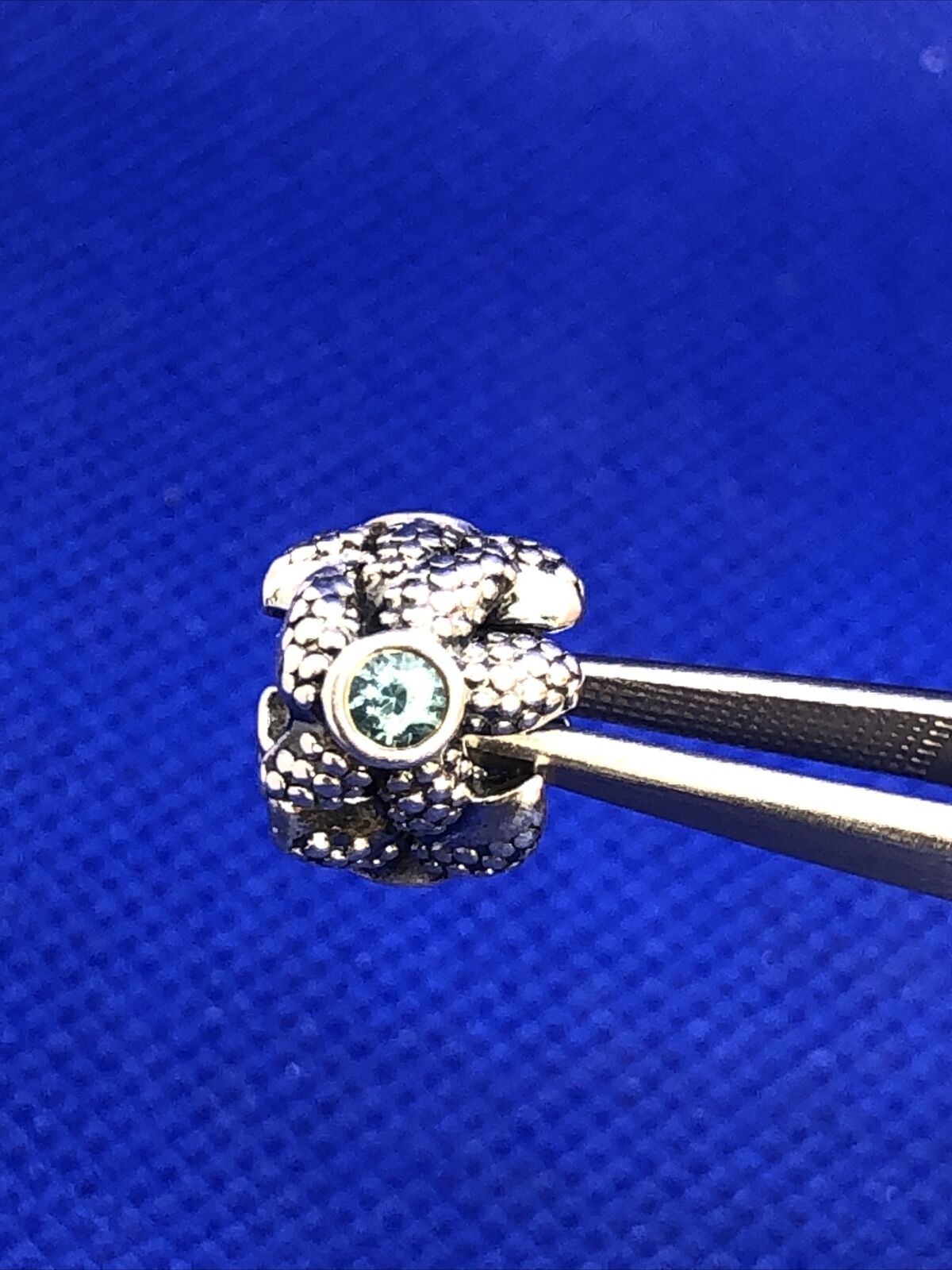Retired PANDORA ALE 925 Sterling Silver Blue Spinel Sea Starfish Charm 791163
