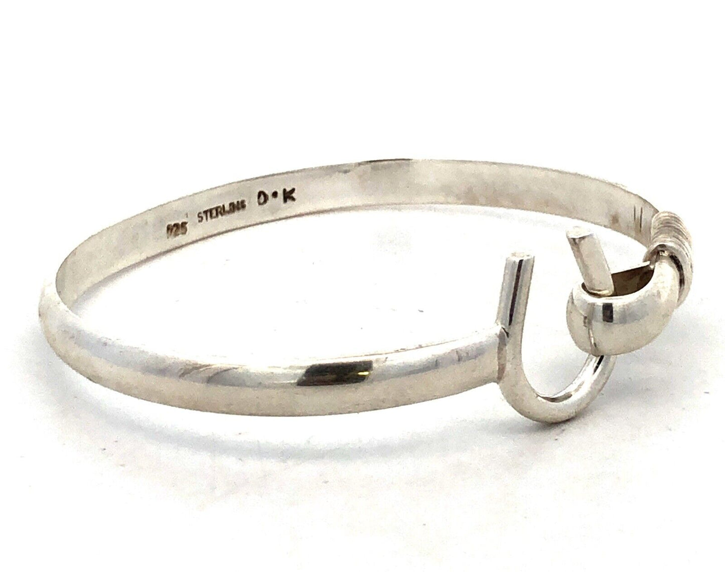 Native American DK 925 Sterling Silver Horseshoe Lasso Bangle Bracelet