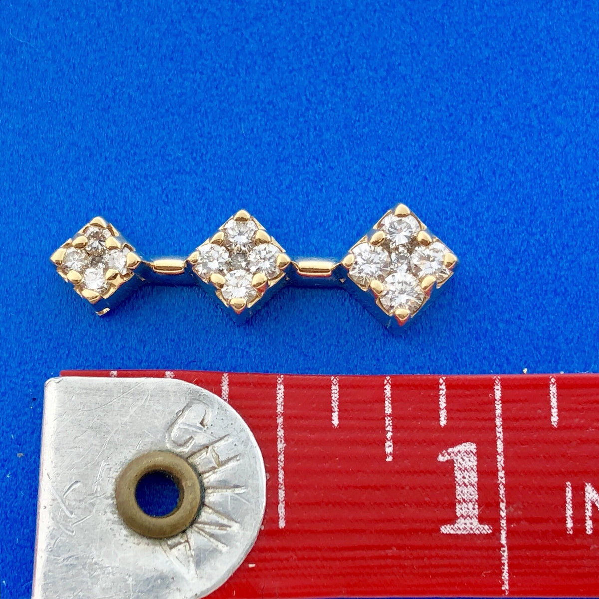 Stunning 14k Yellow Gold 3 Three Drop Diamond Pendant