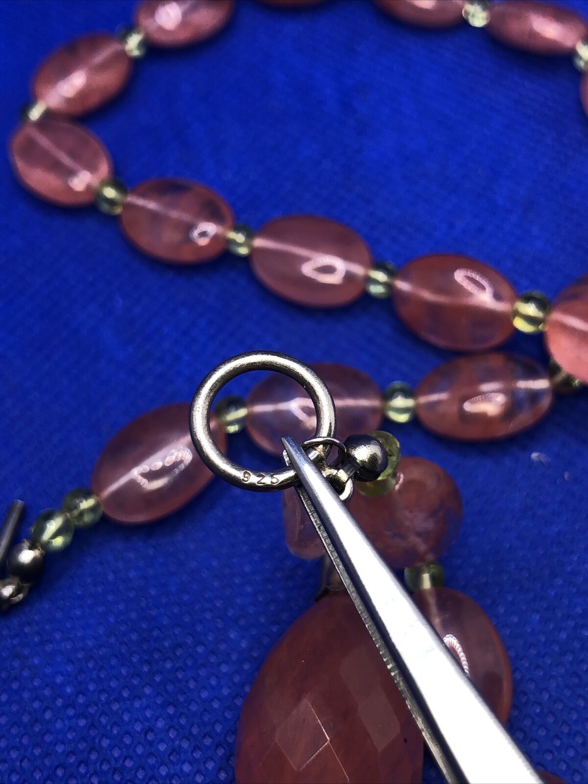 Cherry Quartz Peridot 925 Sterling Silver Statement Toggle Necklace