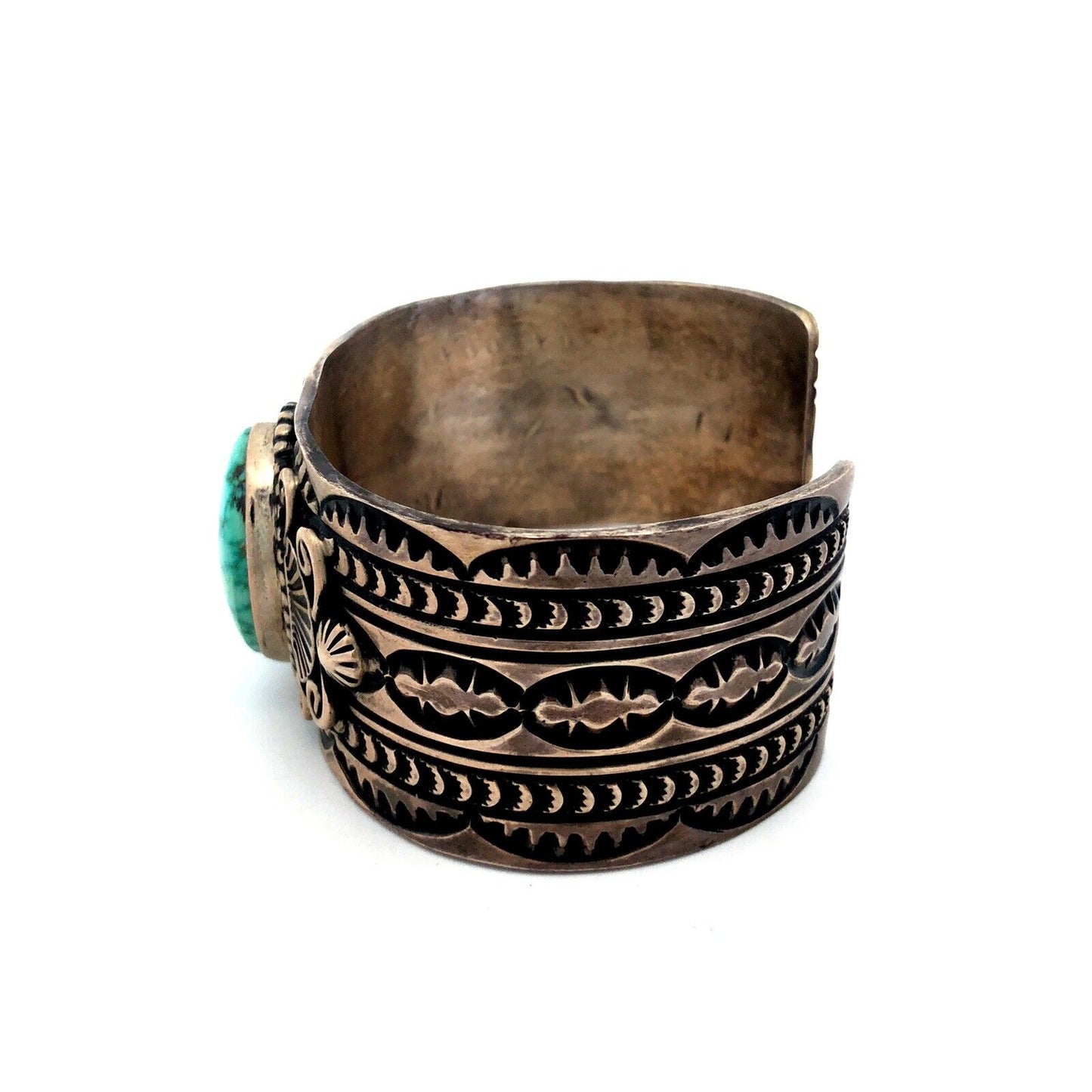 Charles Johnson Navajo 925 Sterling Silver Turquoise Statement Cuff Bracelet
