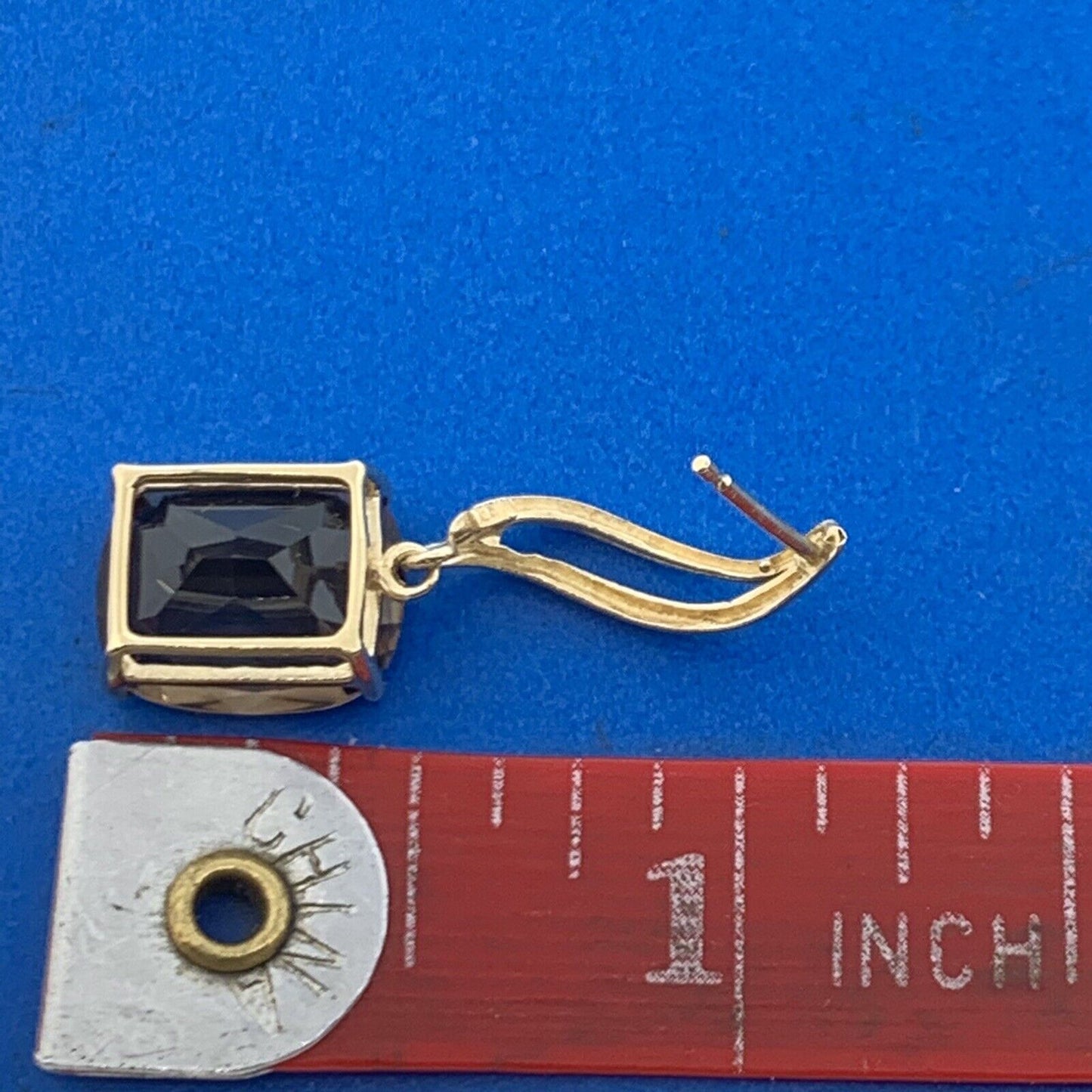 Designer 14K Yellow Gold Oval Smoky Quartz Modernist Twist Dangle Earrings