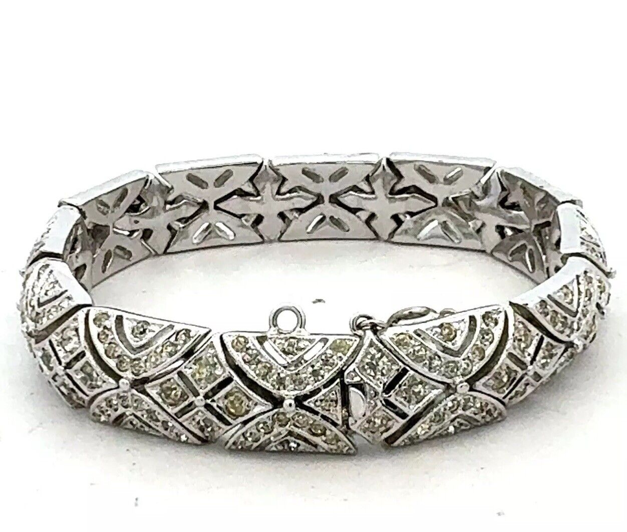 Sparkling Silver Tone Cubic Zirconia CZ Statement Tennis Bracelet