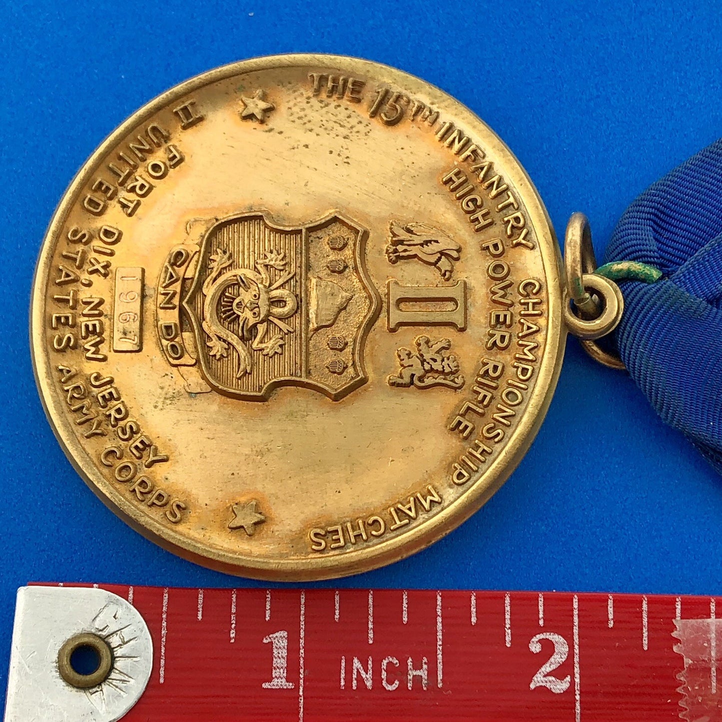 1967 US Army Corps Fort Dix NJ 15th Infantry Championship Matches Award Medal