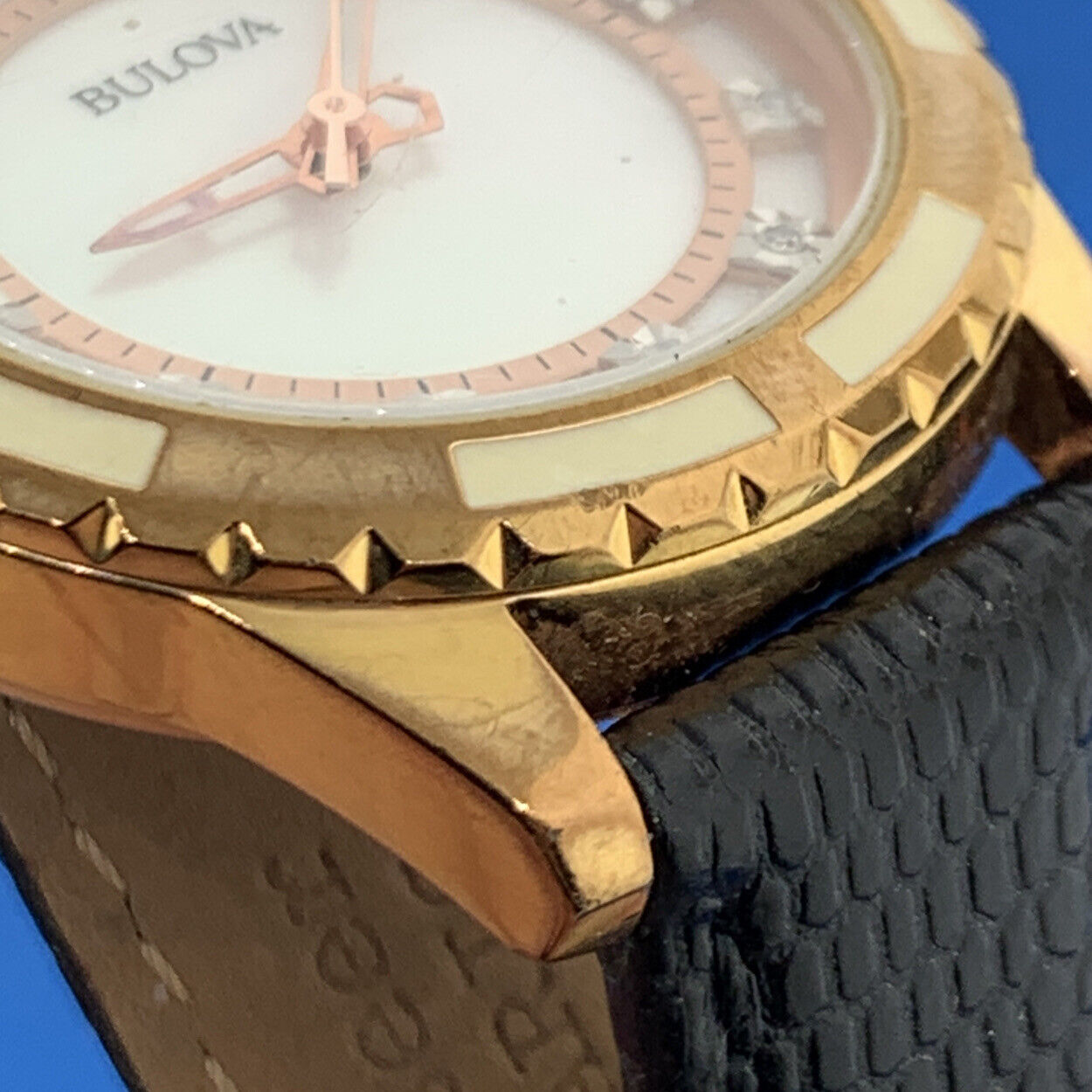 Bulova Ladies Classic Collection Diamond Rose Gold Plated Model 98P119 Watch