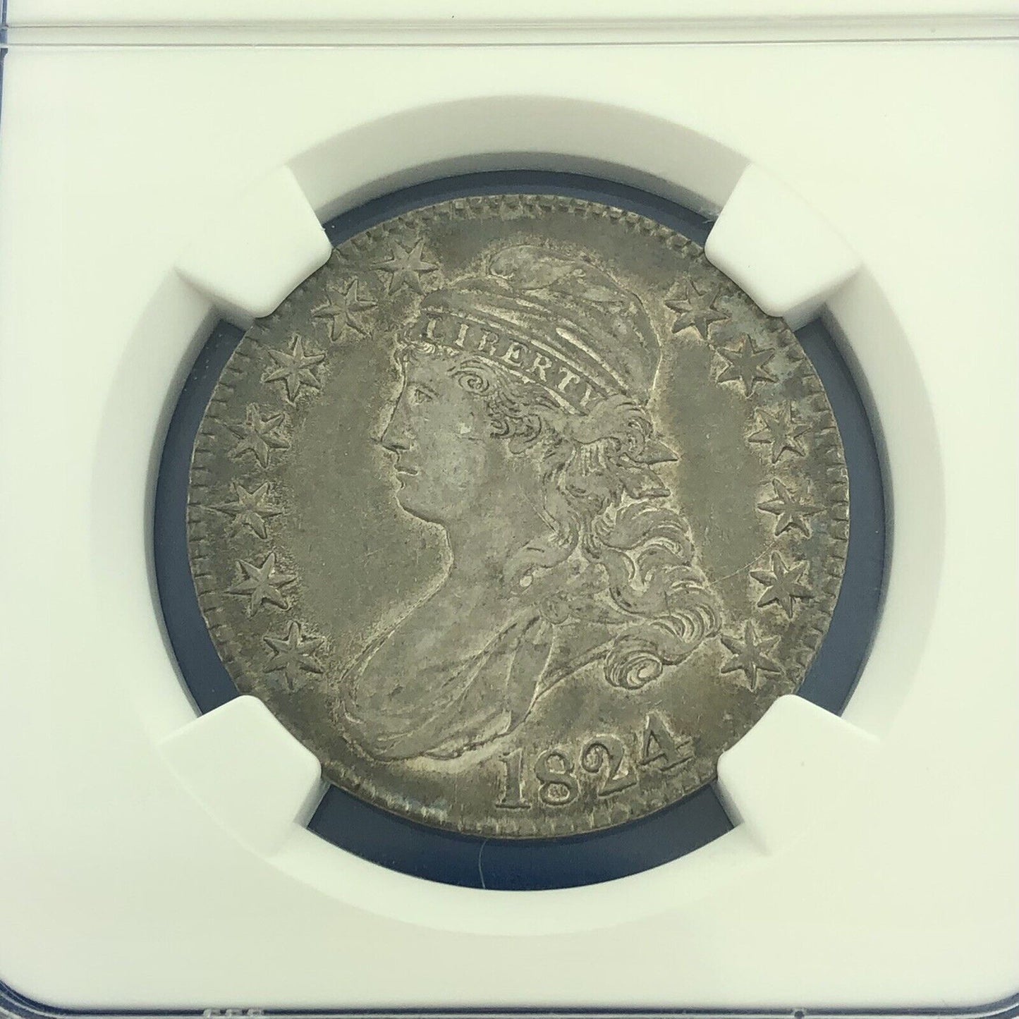 1824 Capped Bust Silver Half Dollar 50c Lettered Edge NGC XF45 Early US Coin