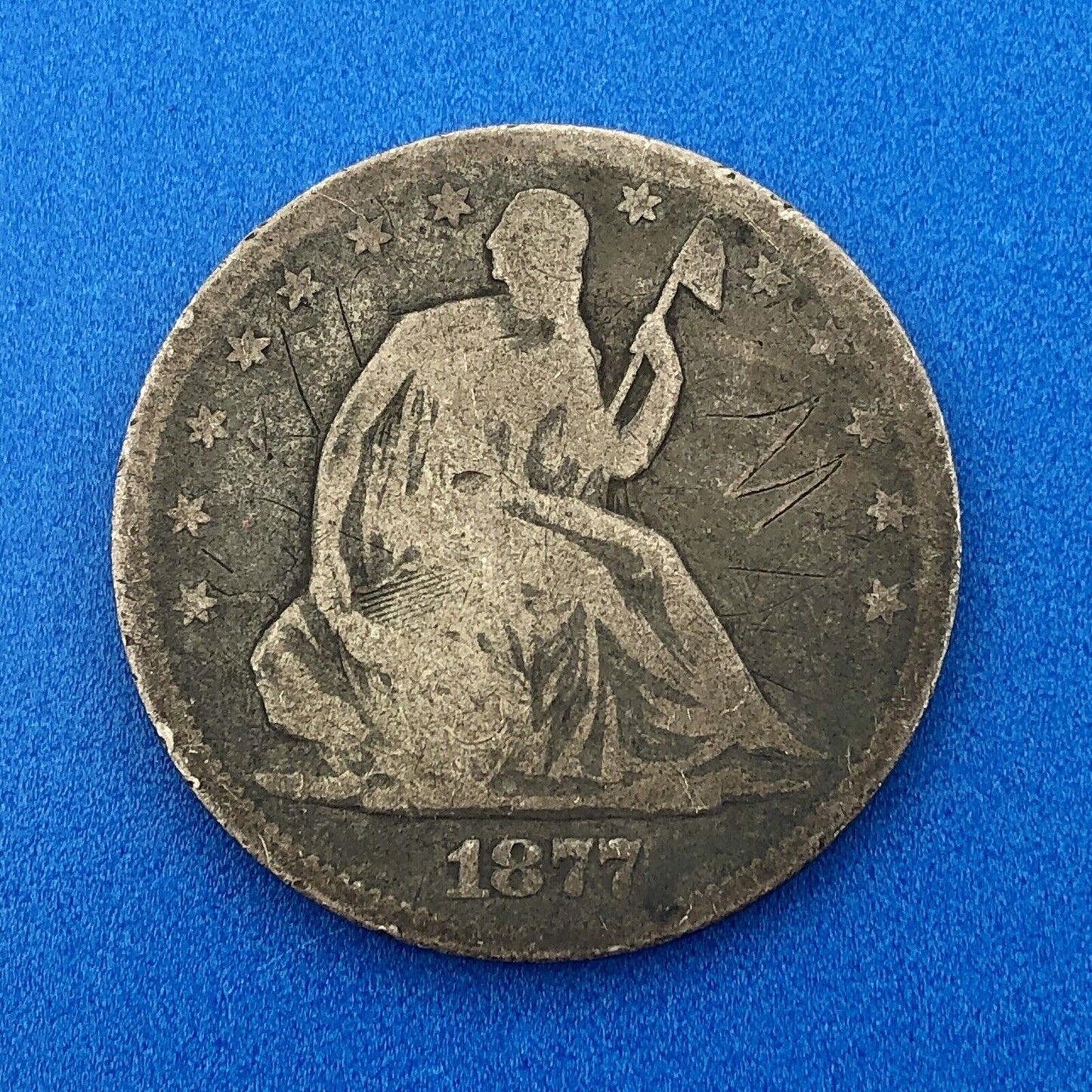 1877 P Seated Silver Half Dollar $.50 Better Key Philadelphia Mint 50c Coin