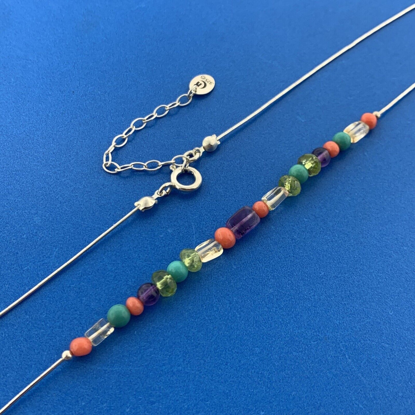 Carolyn Pollack Sterling Silver 925 Liquid Silver Gemstone 17" Strand Necklace