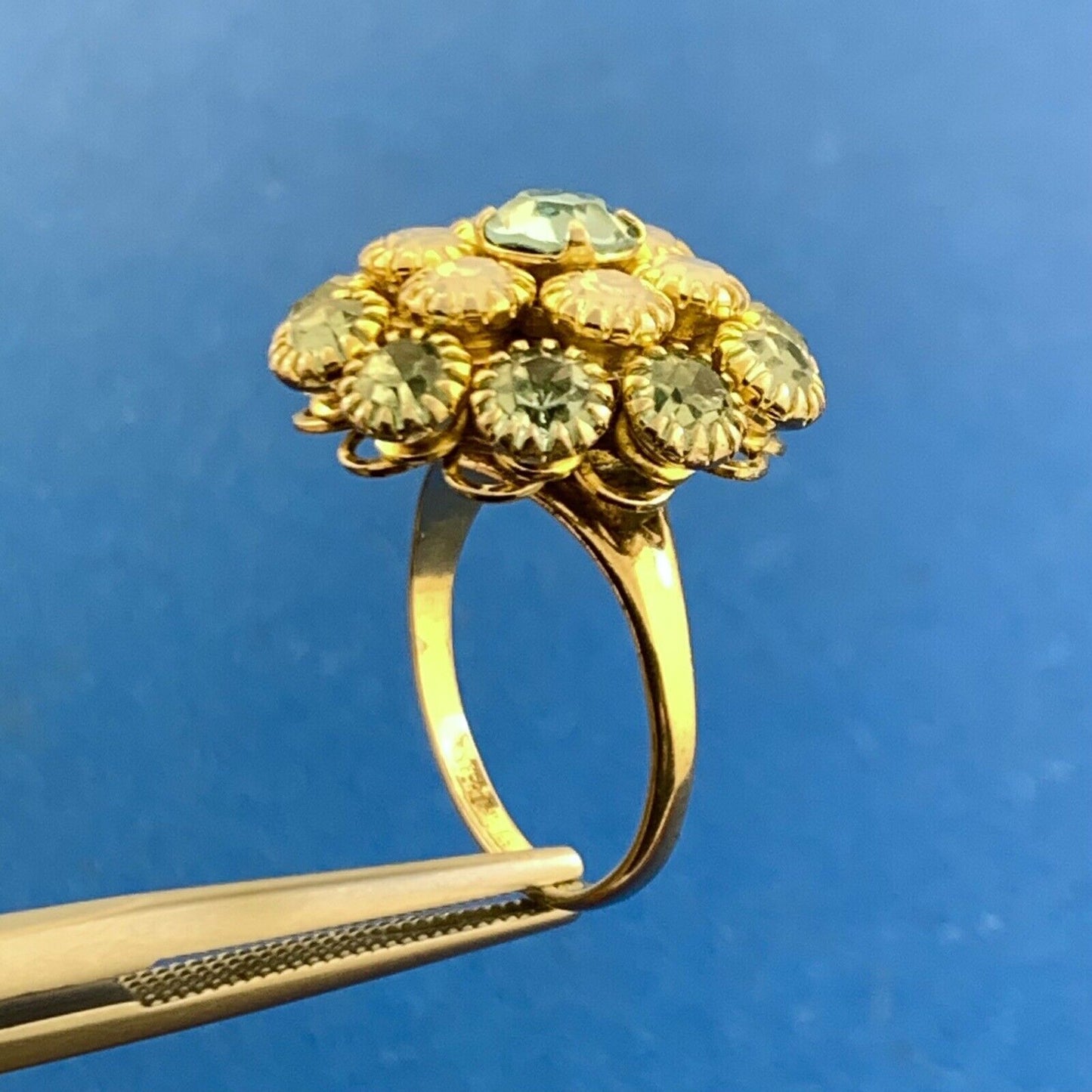 Joseph Esposito ESPO 925 Sterling Silver Vermeil Blue Cubic Zirconia Flower Ring