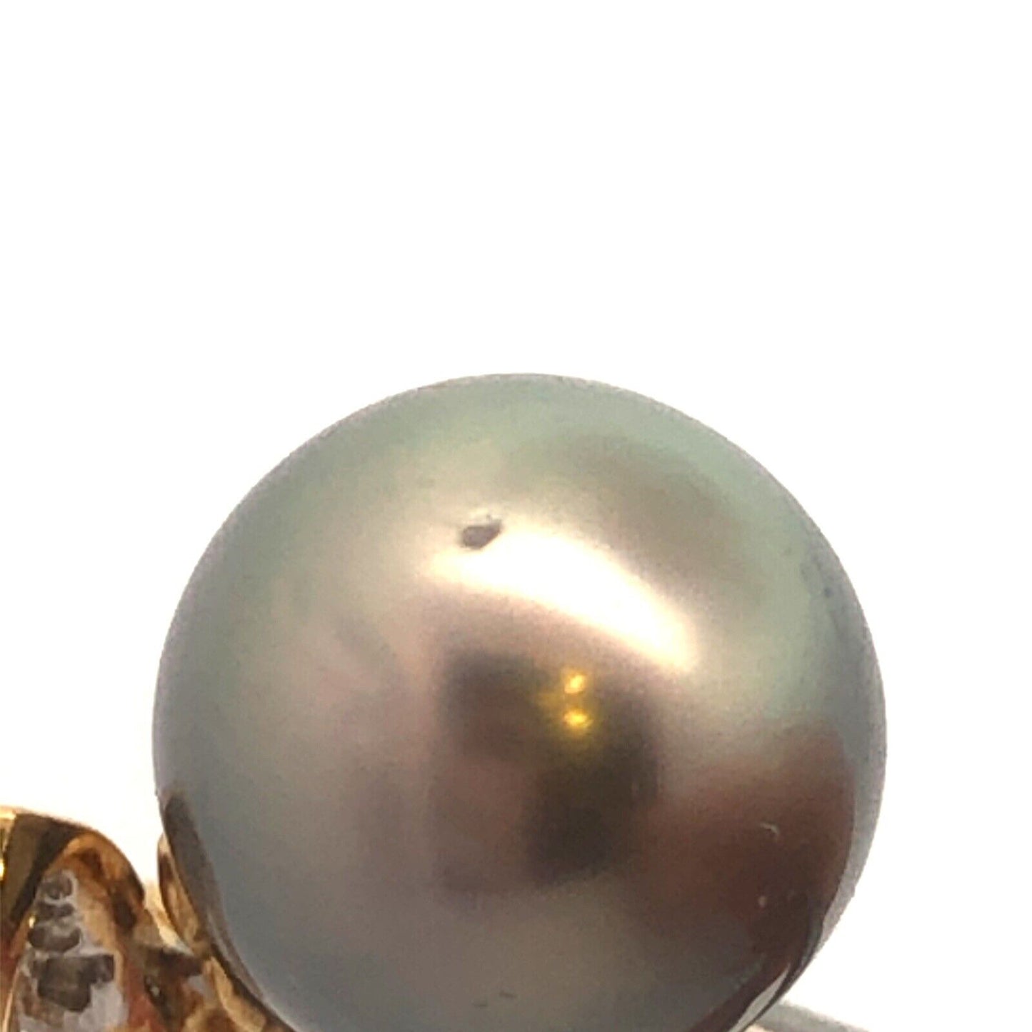 Designer 14K Yellow Gold Black Pearl Diamond Accented Statement Drop Pendant