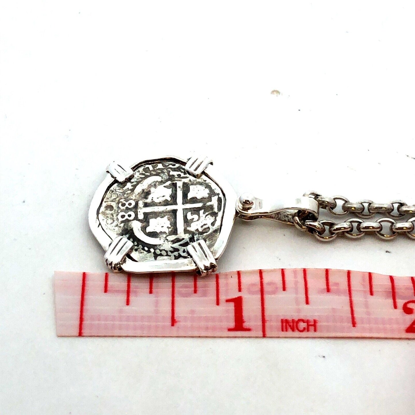 Waxing Poetic WP 925 Sterling Silver Spanish Colonial Coin Pendant Necklace