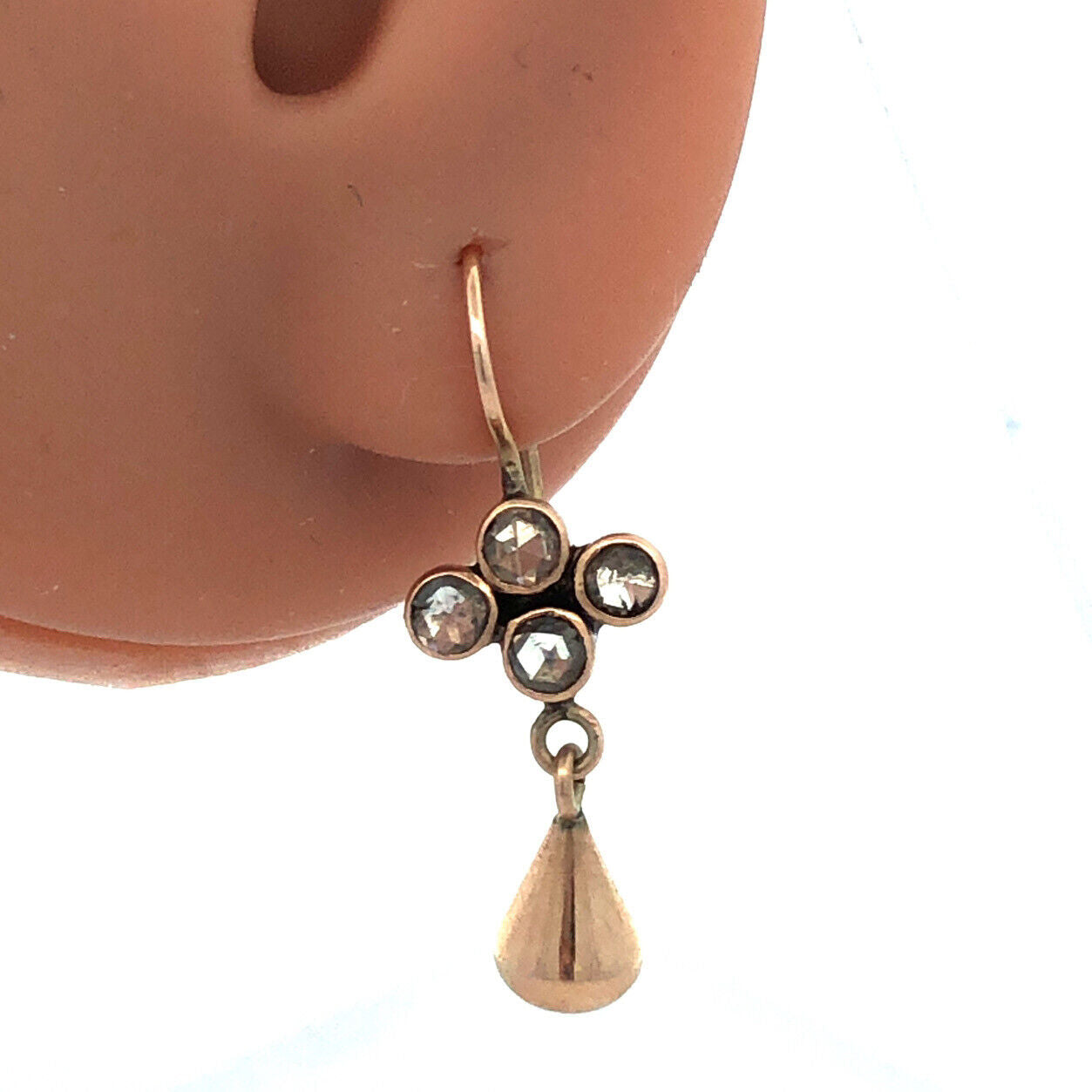 Designer Jane Diaz 10K Yellow Gold Champagne Diamond Drop Dangle Hook Earrings