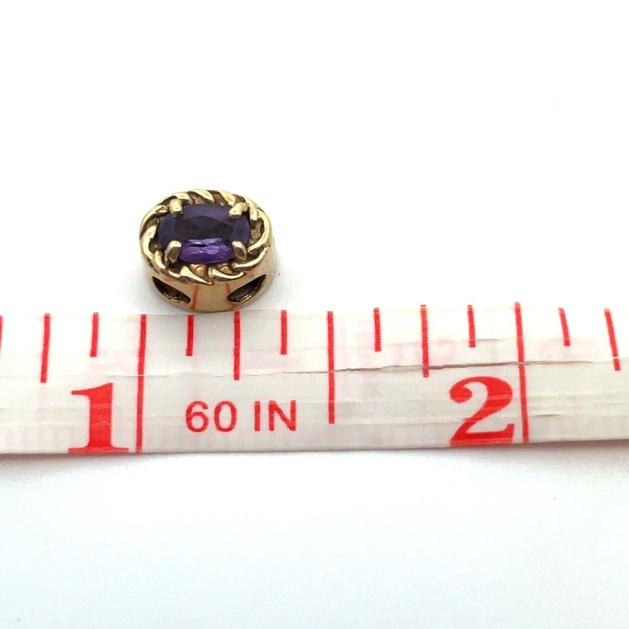 Estate Designer DDH 10K Yellow Gold Oval Amethyst Slide Bracelet Charm