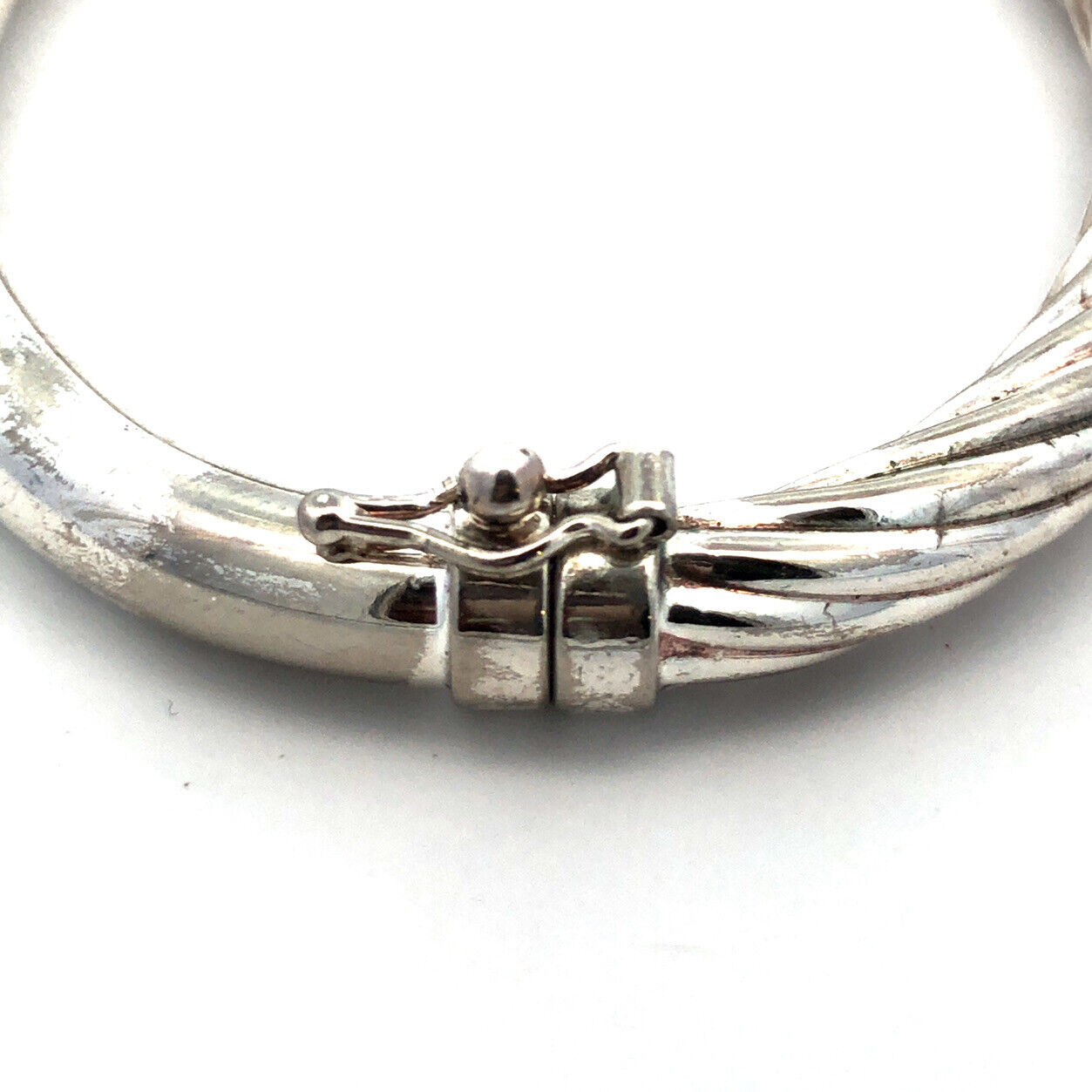 925 Sterling Silver Designer Holy Twisted Cable Small Hinged Cuff Bracelet
