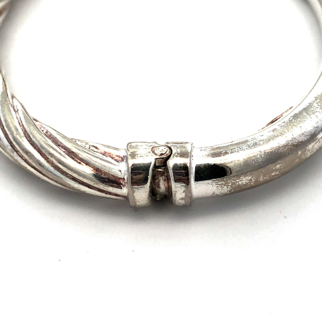 925 Sterling Silver Designer Holy Twisted Cable Small Hinged Cuff Bracelet