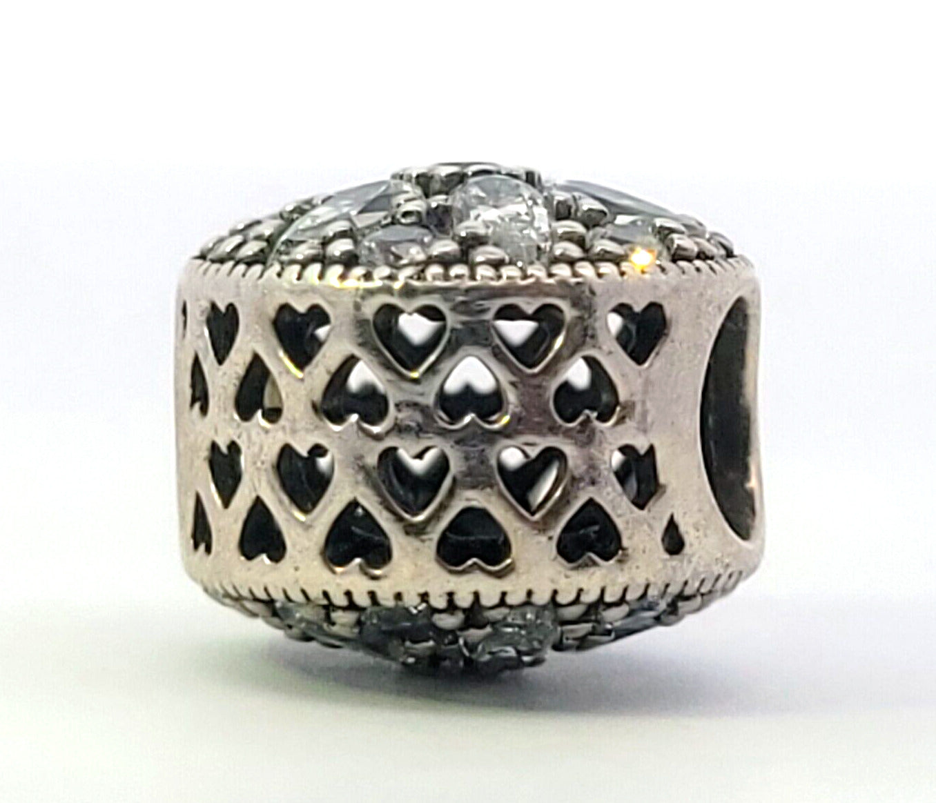 PANDORA 925 Sterling Silver Cubic Zirconia Studded Star & Hearts Bead Charm