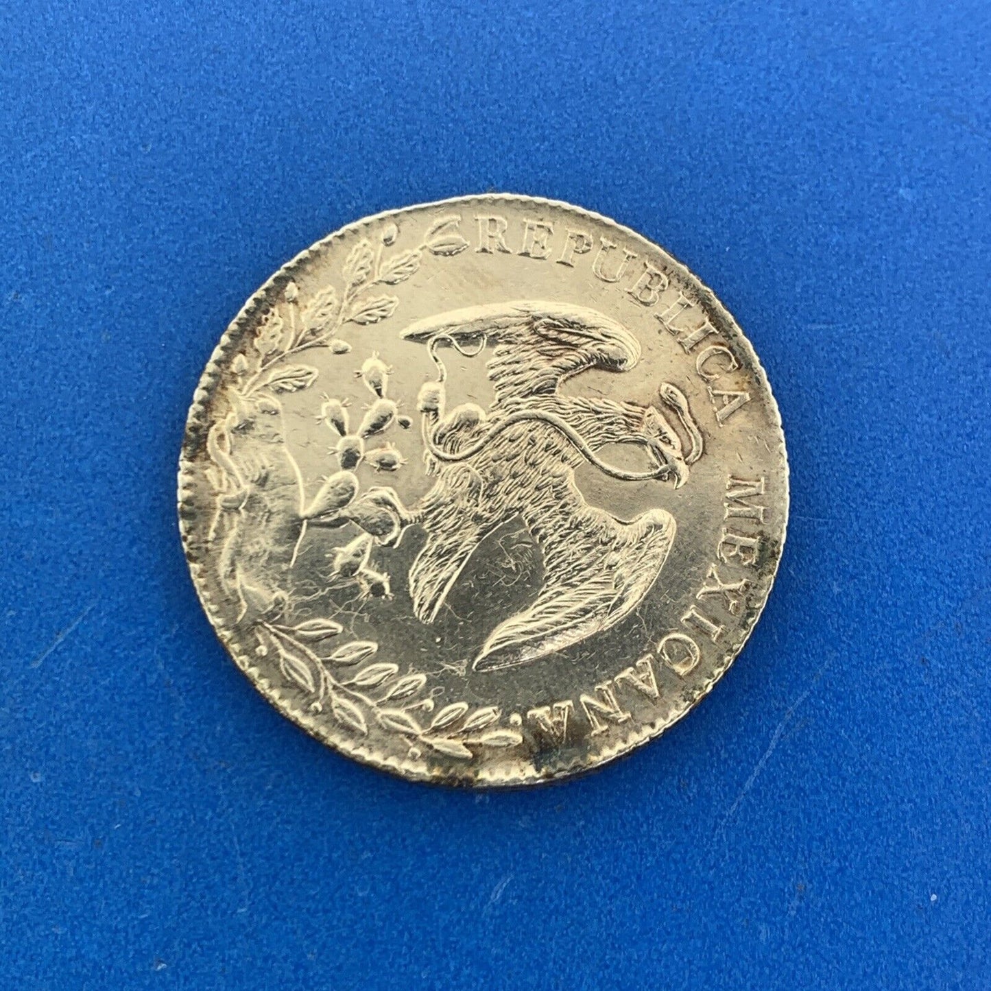 1892 Ga Guadalajara 8 Reales J.S. .903 Silver Mexico Better Date Coin