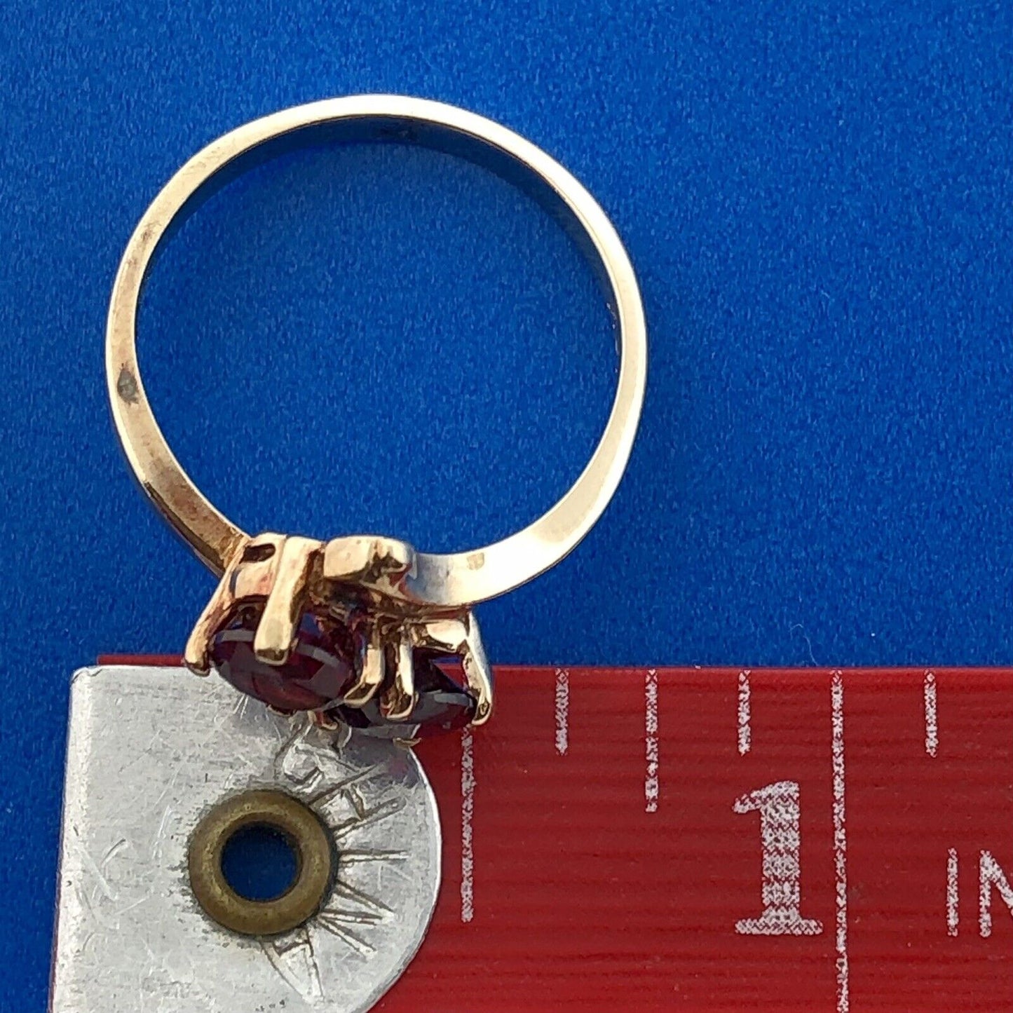 Designer 10K Yellow Gold Red Spinel Duo January Anniversary Modern Bypass Ring