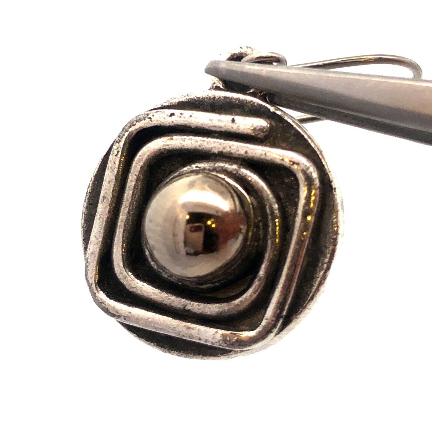 Vintage 925 Sterling Silver Gold Vermeil Two Tone Swirl Round Dangle Earrings