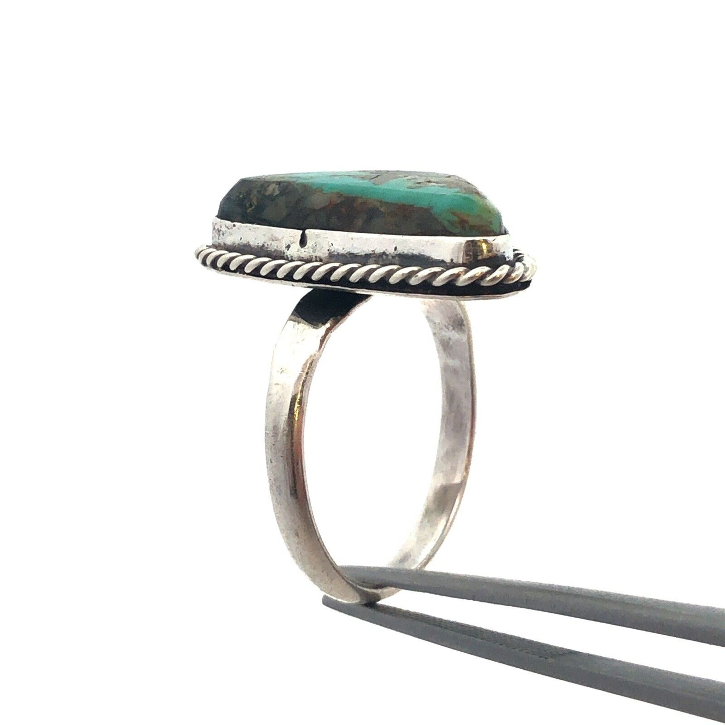 Native American Unsigned Old Pawn 925 Sterling Silver Turquoise Cabochon Ring