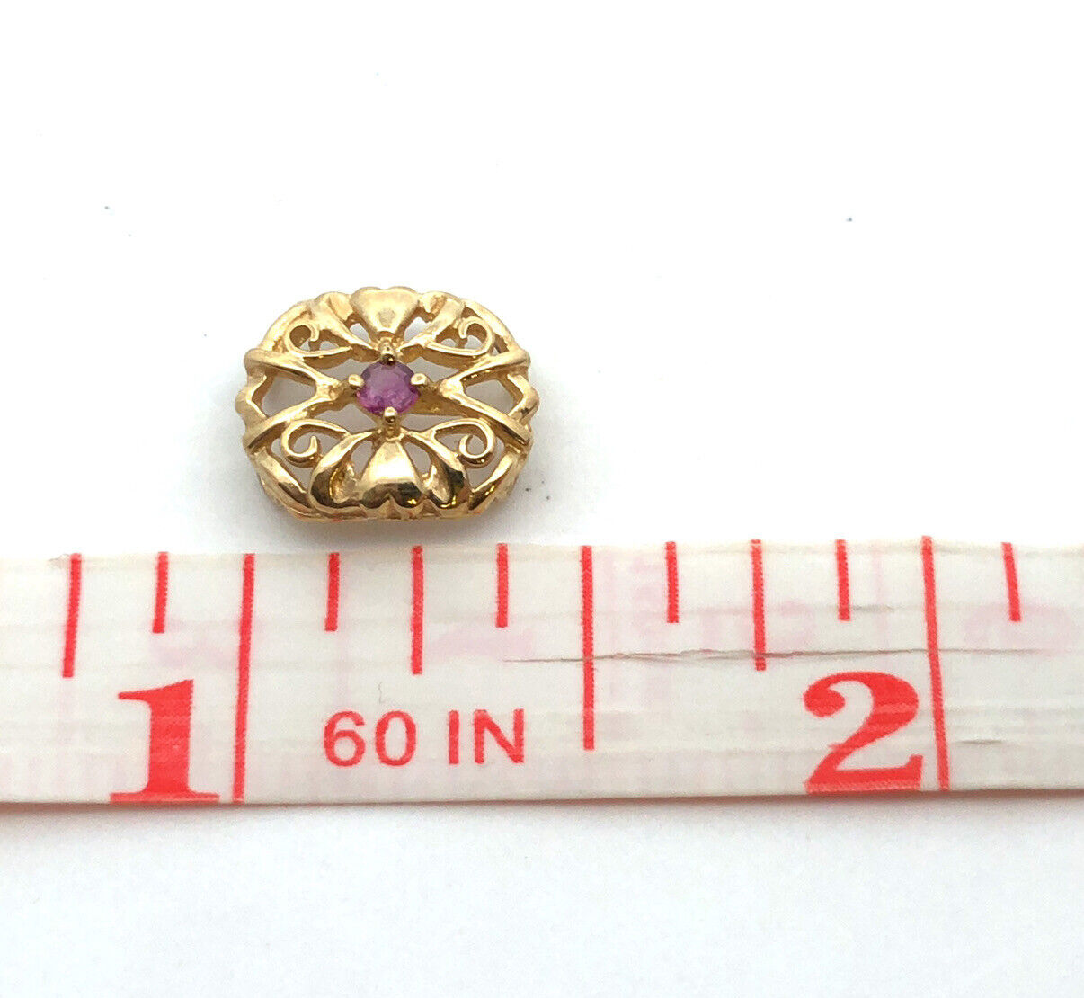 Designer 10K Yellow Gold Ruby July Birthday Anniversary Slide Bracelet Charm
