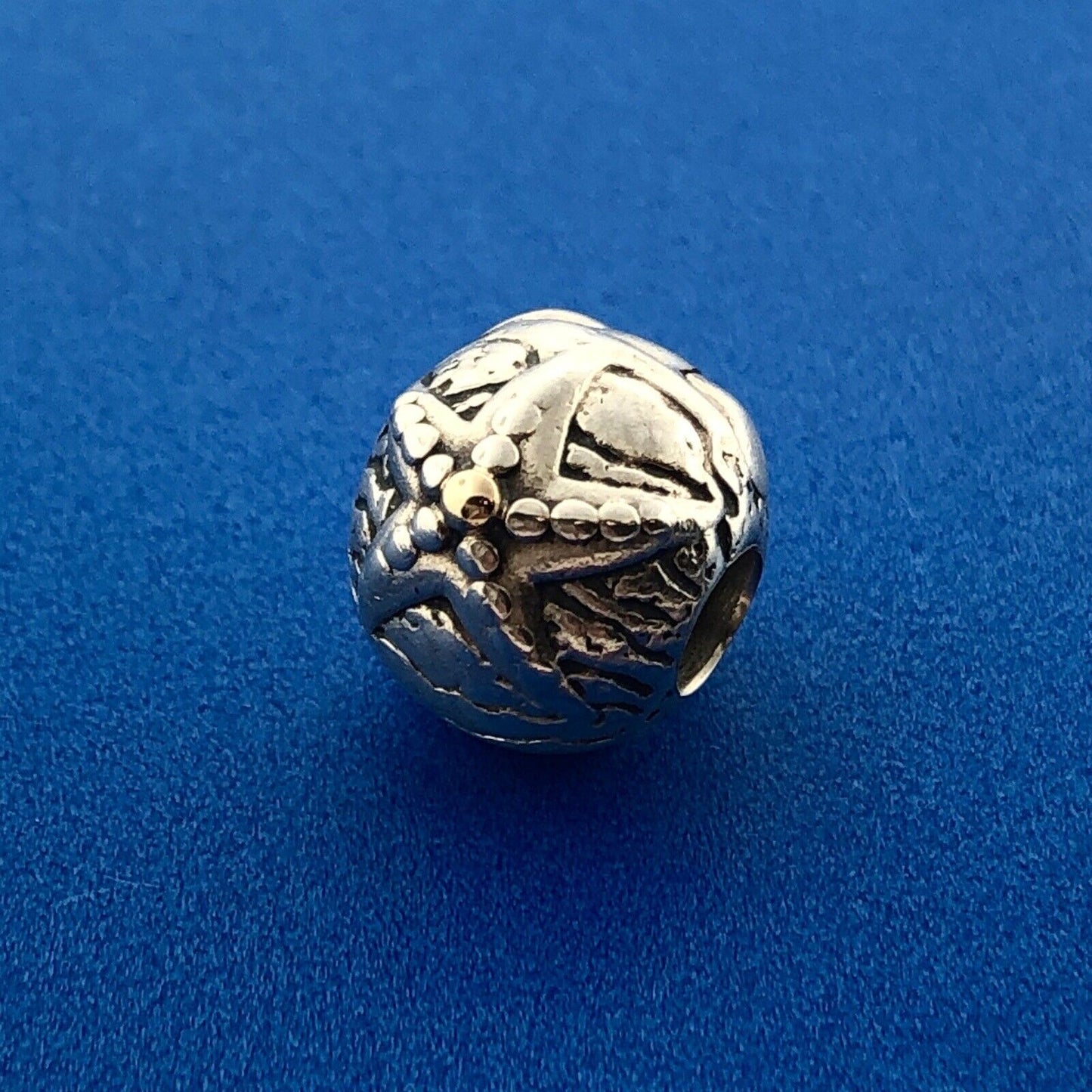 Authentic PANDORA Sterling Silver 14K Yellow Gold Starfish Clip Charm 791164 RET
