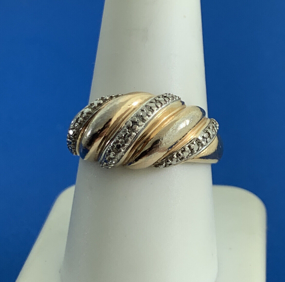 Designer Vermeil Two-Toned 925 Sterling Silver Twisted Statement Ring
