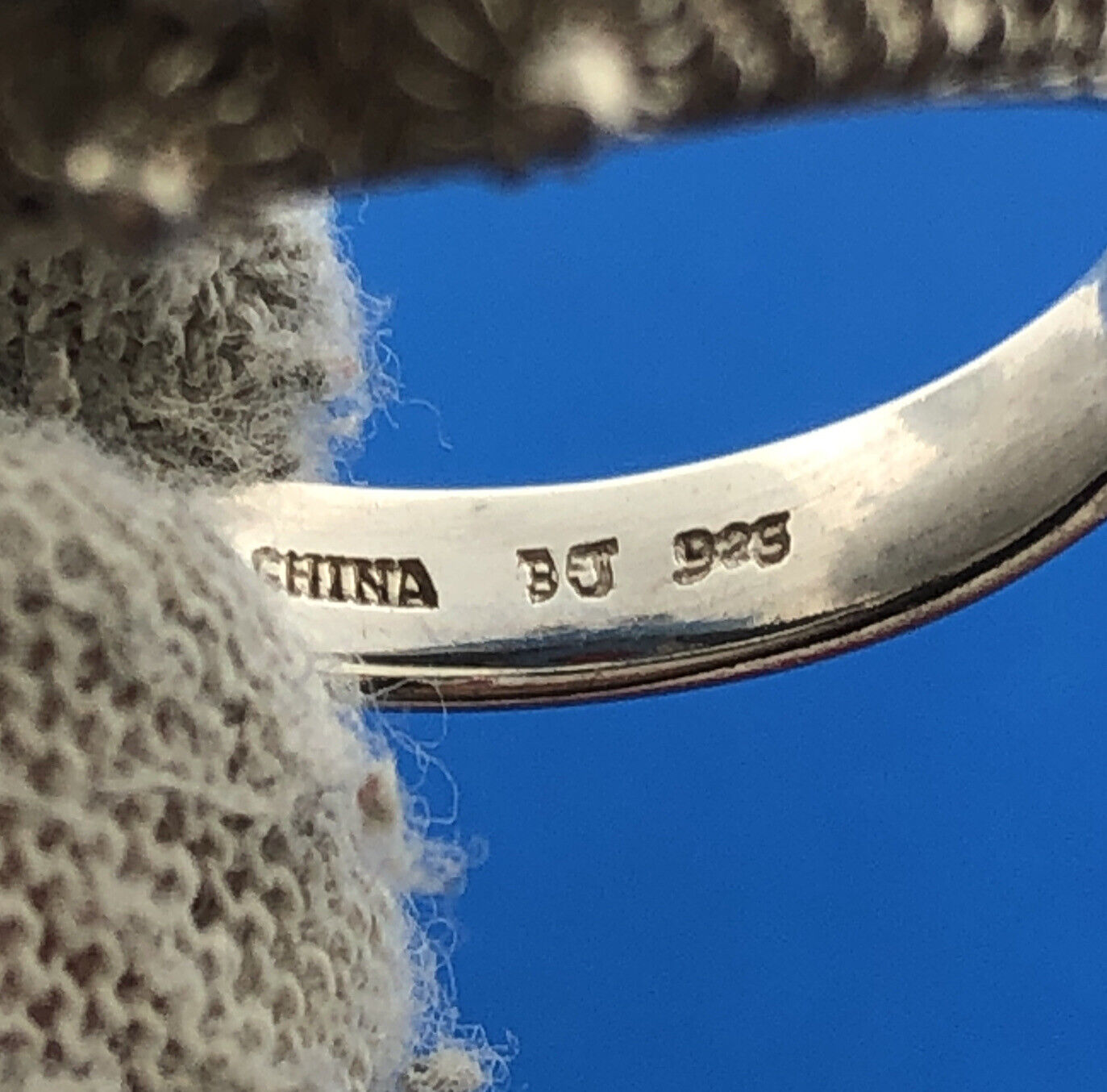 BJ China Sterling Silver 925 Pink Coral Cloisonne Statement Ring