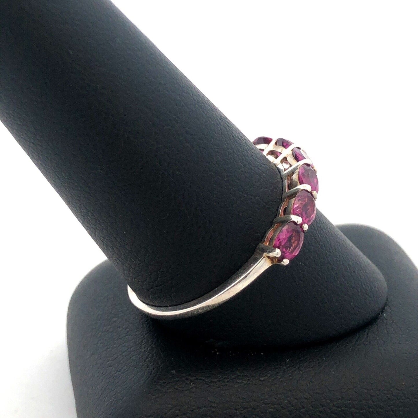 Designer STS 925 Sterling Silver Oval Pink Tourmaline Stackable Band Ring