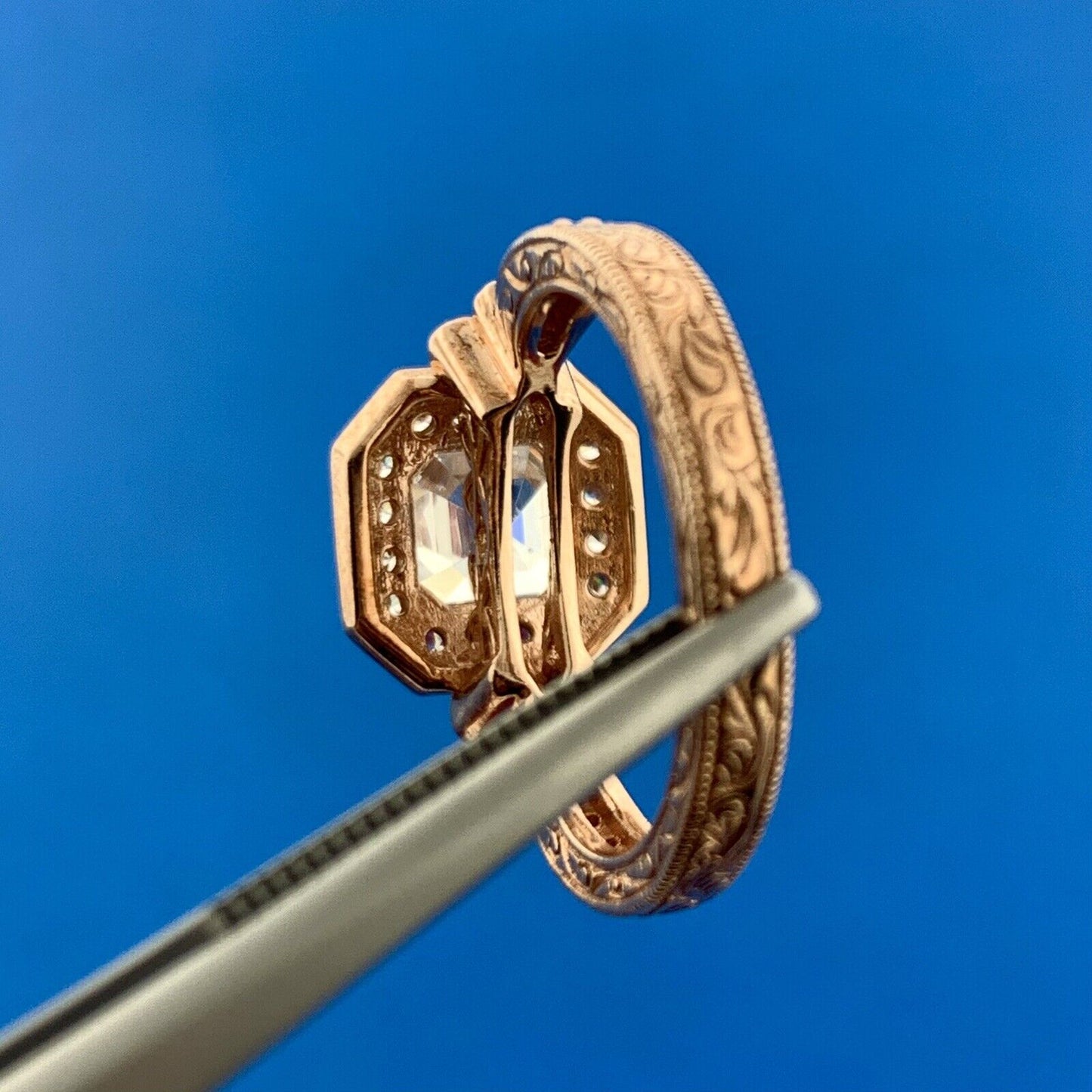 Designer 925 Sterling Silver Rose Gold Vermeil Cubic Zirconia Halo Bridal Set