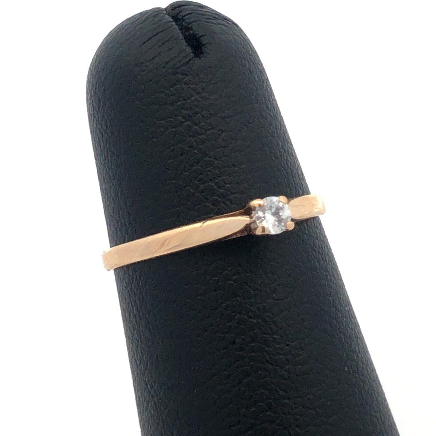 Designer AAJ 10K Yellow Gold Round Cubic Zirconia CZ Solitaire Engagement Ring