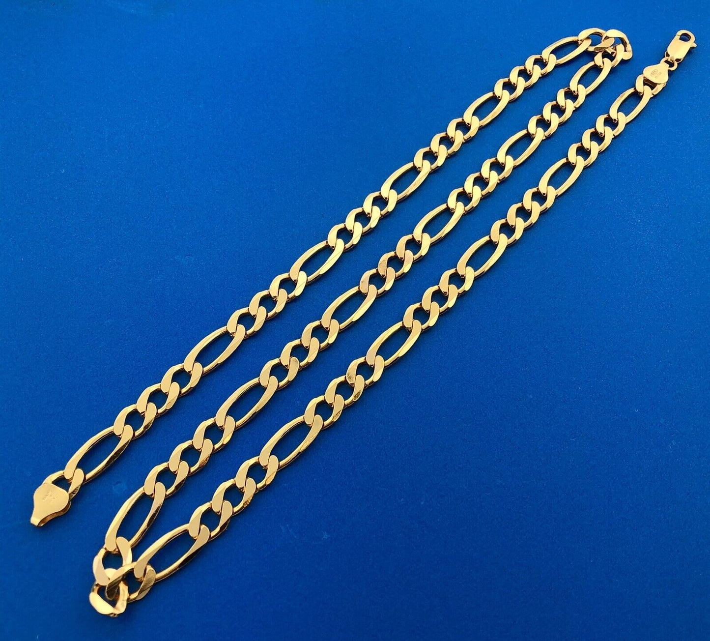 Milor Italy 925 Sterling Silver Vermeil Gold Tone Unisex Figaro Link Necklace