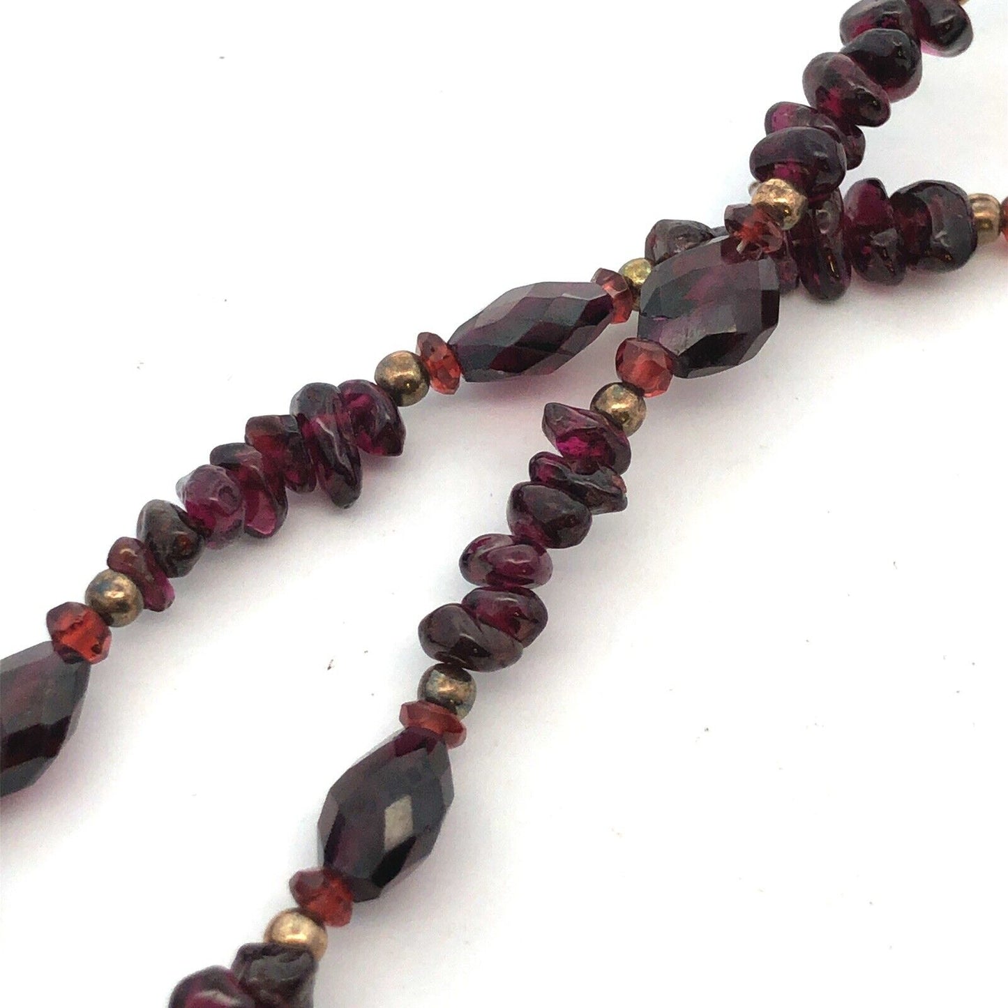 Vintage 925 Sterling Silver Gold Vermeil Amethyst Beaded Garnet Necklace