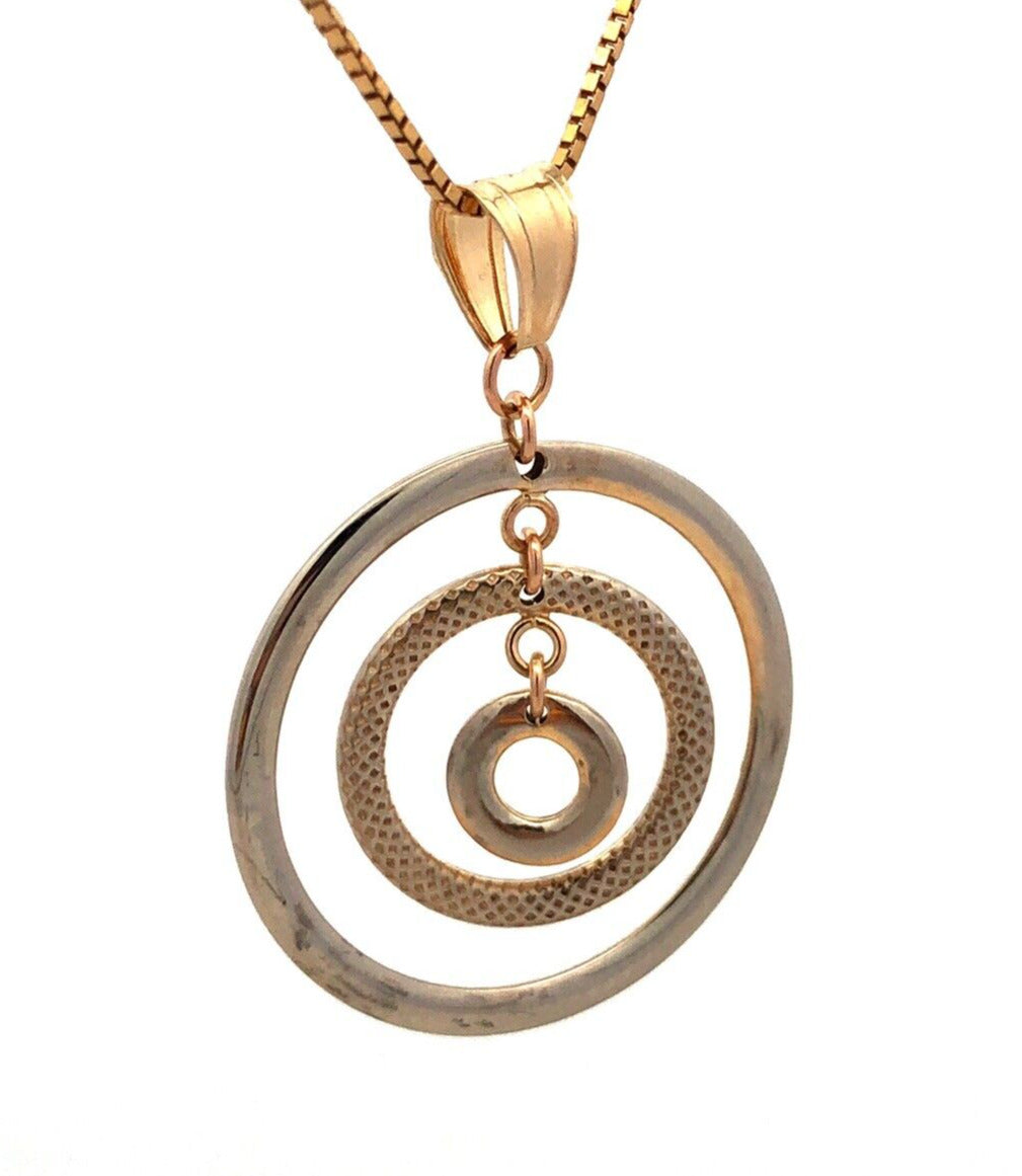 Estate ZRW Italy 14K Yellow White Gold Modernist Infinity Triple Circle Necklace
