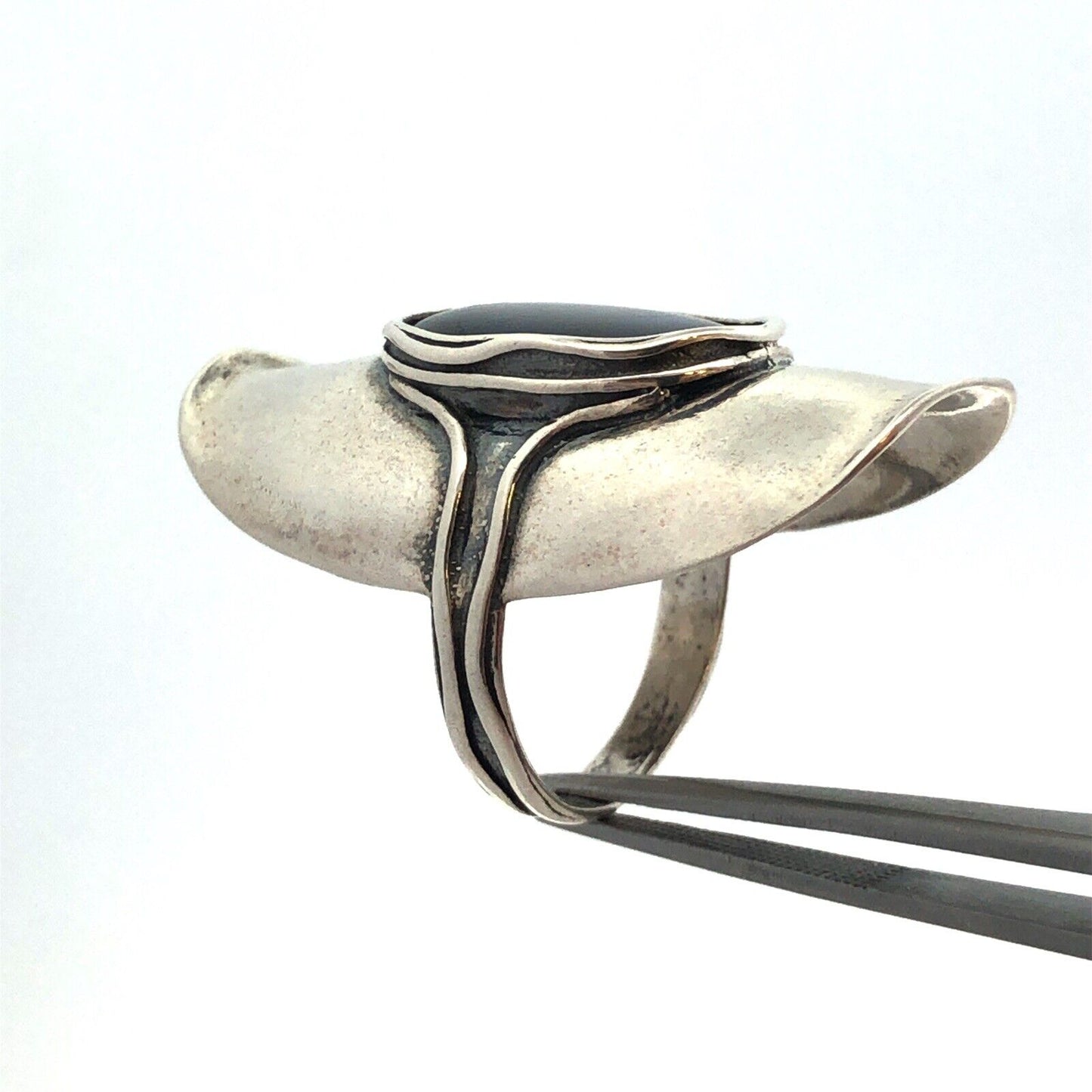 Designer 925 Sterling Silver Oval Abalone Cabochon Statement Finger Ring