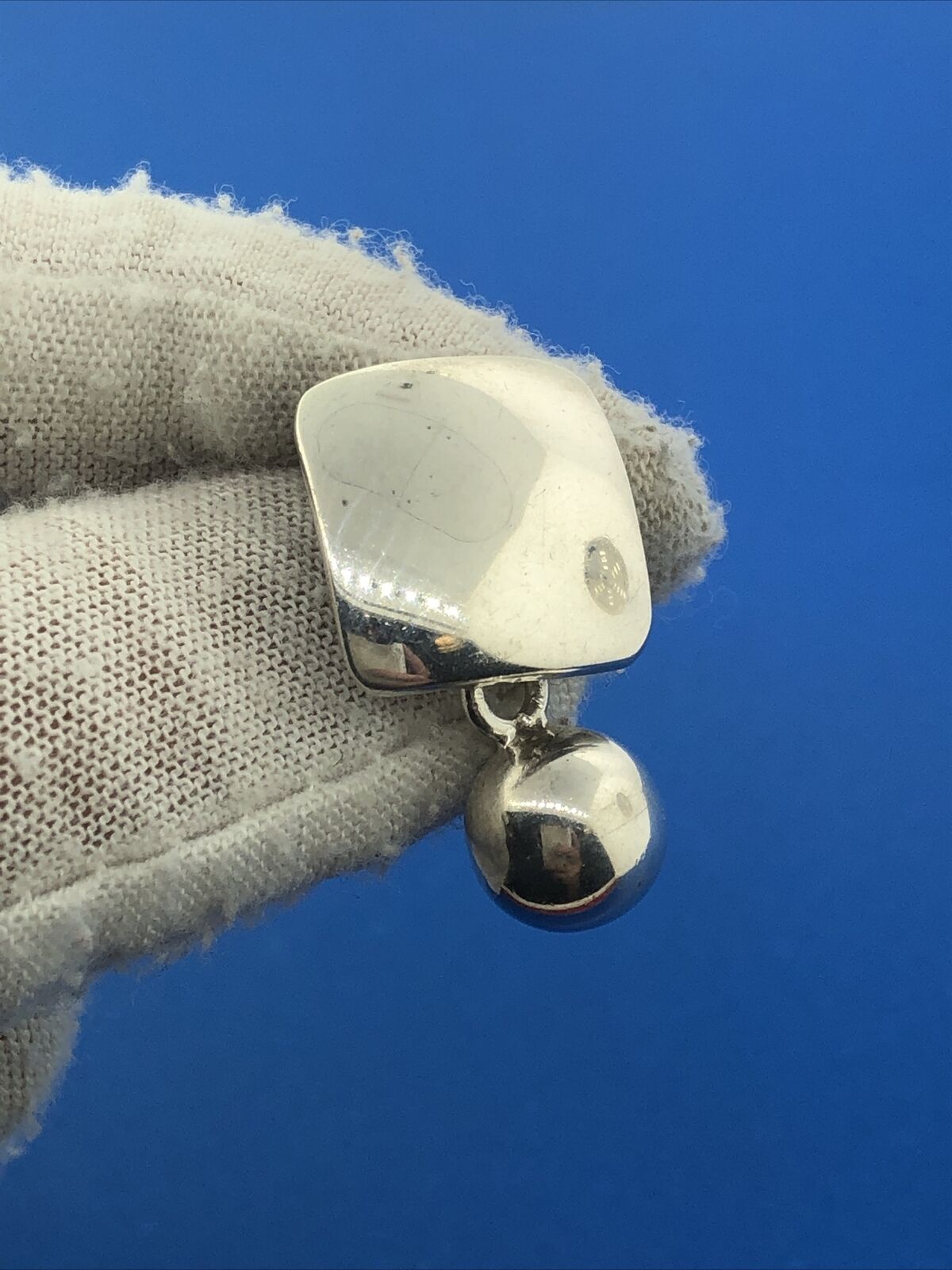 Silpada 925 Sterling Silver Modernist Geometric Ball Square Dangle Stud Earrings