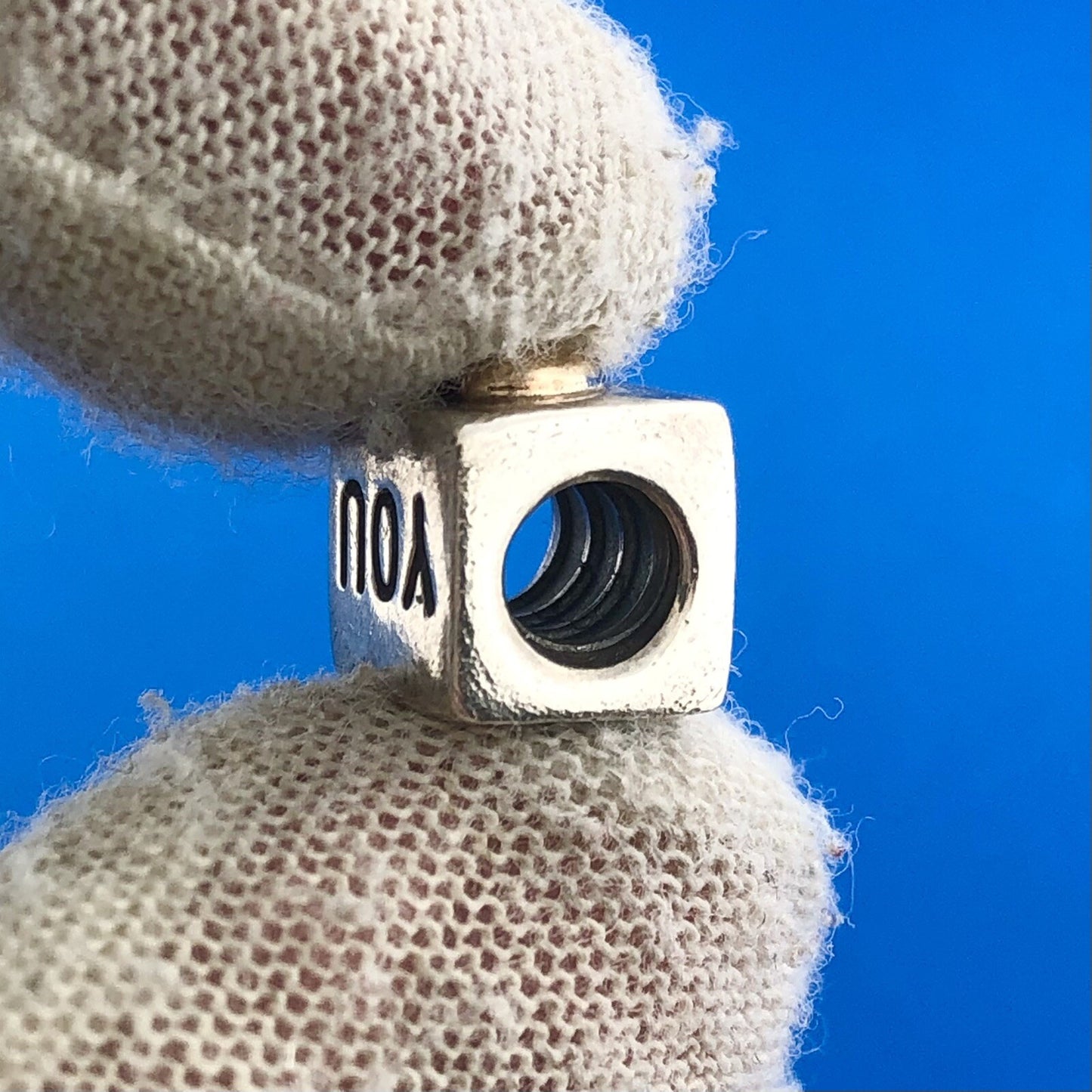 Authentic PANDORA Sterling Silver 14K Yellow Gold 790200 I Love You Cube Charm