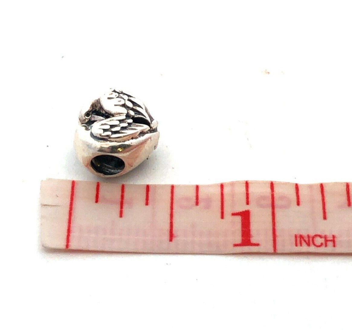 Designer CHAMILIA 925 Sterling Silver Love Doves Heart Bead Slide Bracelet Charm