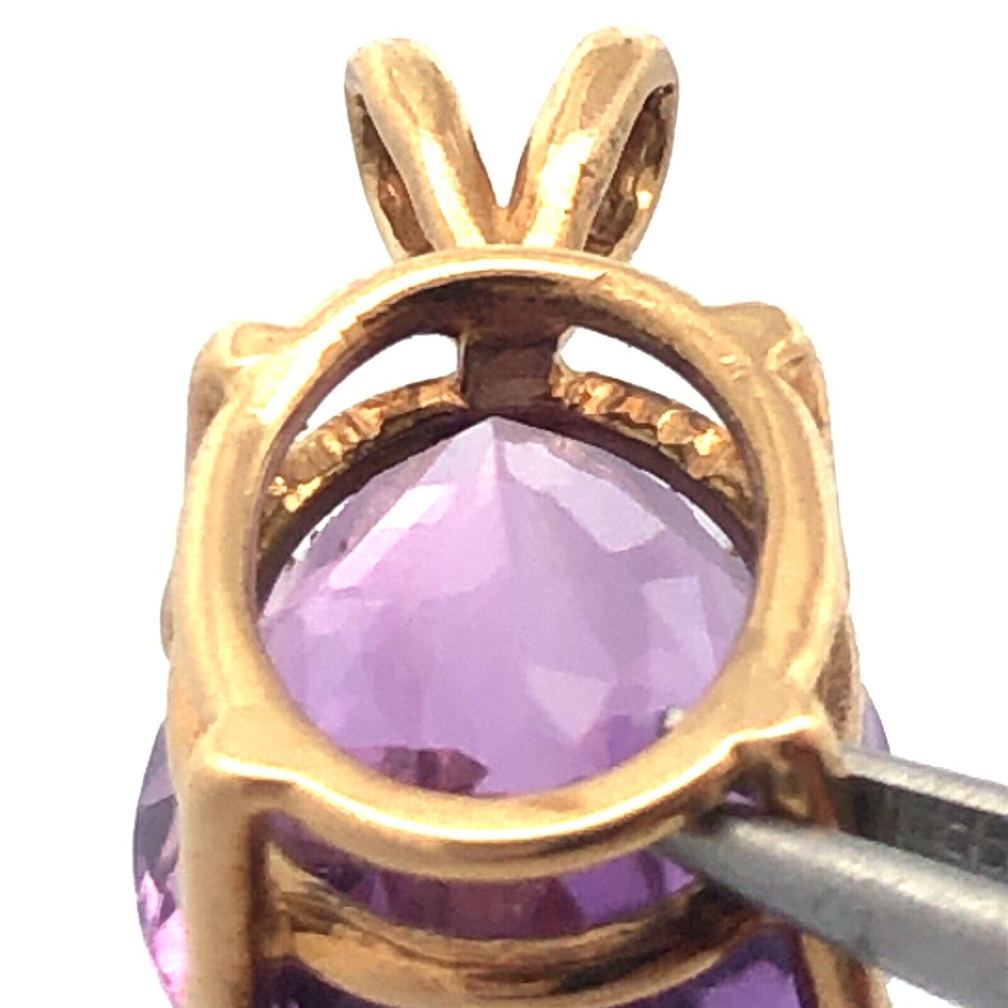 Gorgeous 14k Yellow Gold Oval Cut Solitaire 6.5 ct Purple Amethyst Pendant