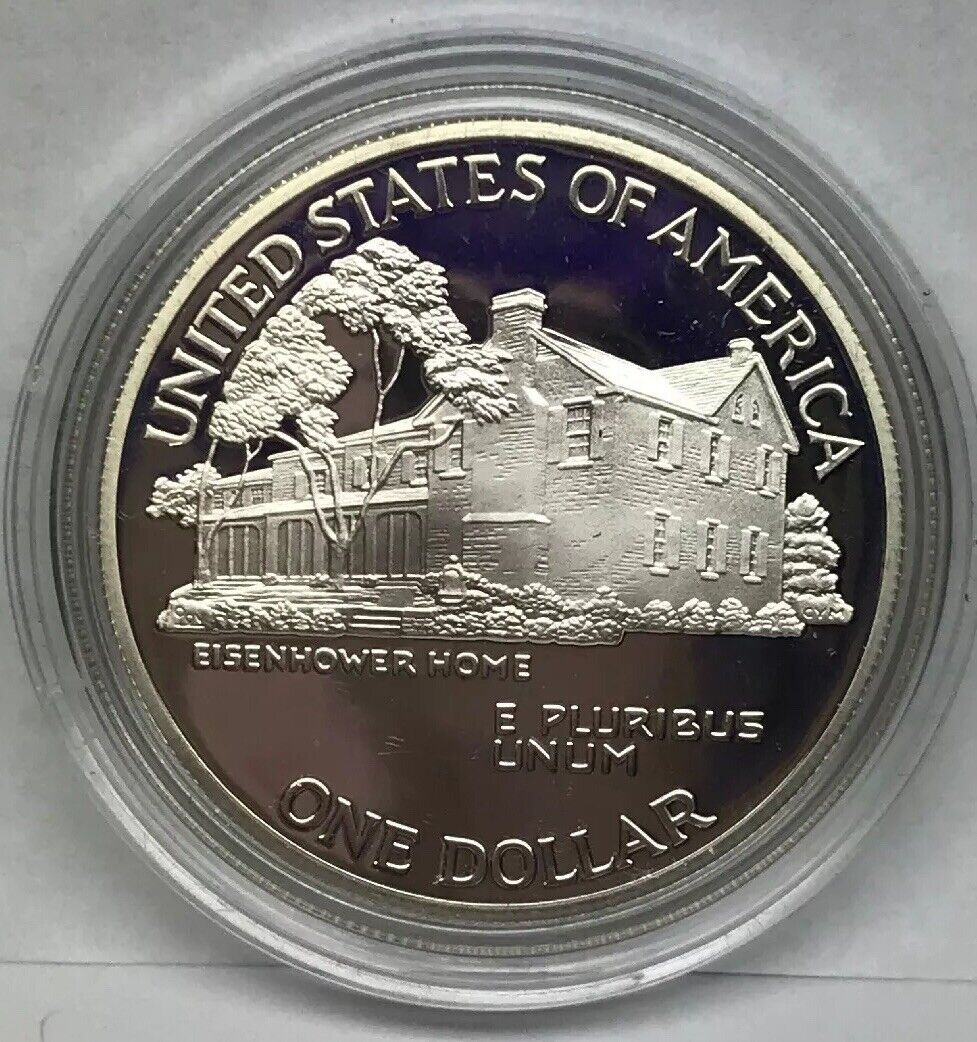1990 P United States Eisenhower Centennial Commemorative Proof Silver $ OMP/COA