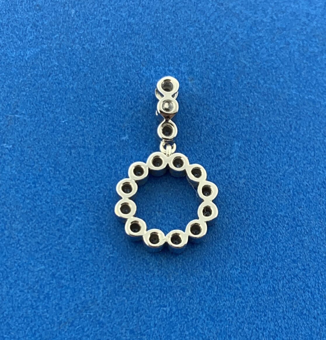 14K White Gold Diamond Infinity Eternity Anniversary Circle Drop Pendant
