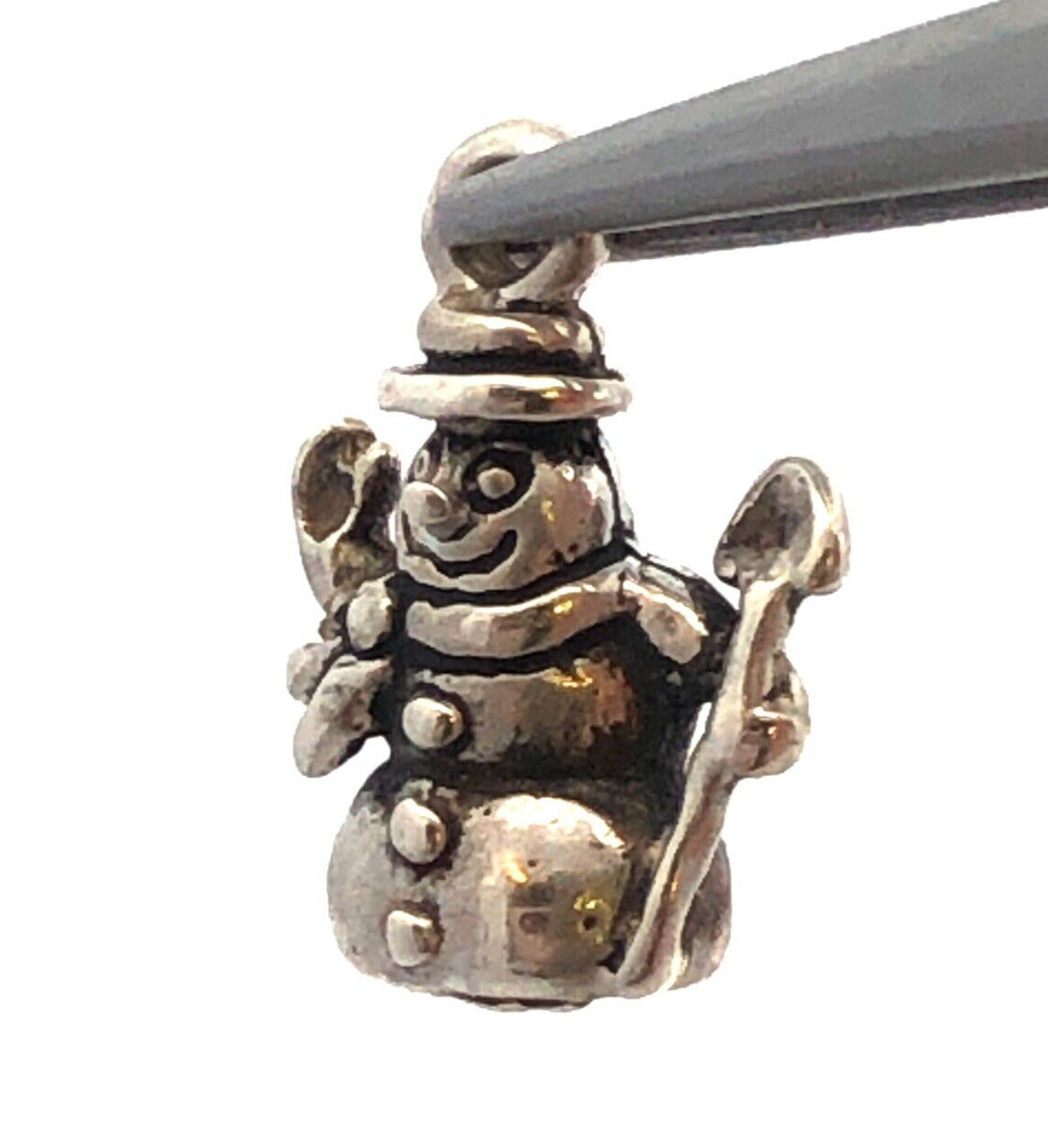 Vintage 925 Sterling Silver Snowman Christmas Holidays Dangle Charm
