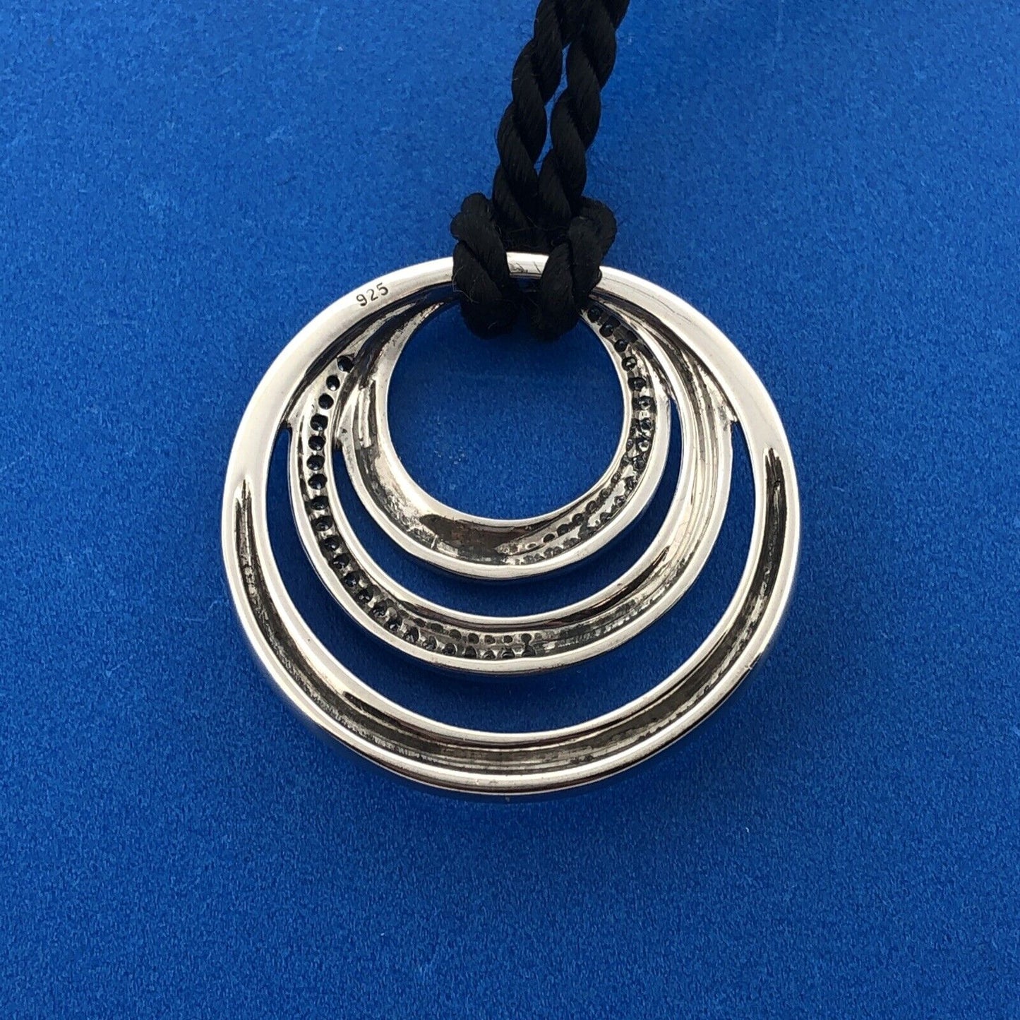 Stunning Sterling Silver 925 Round Cut Diamond Multi-Circle 17"-18.5" Necklace