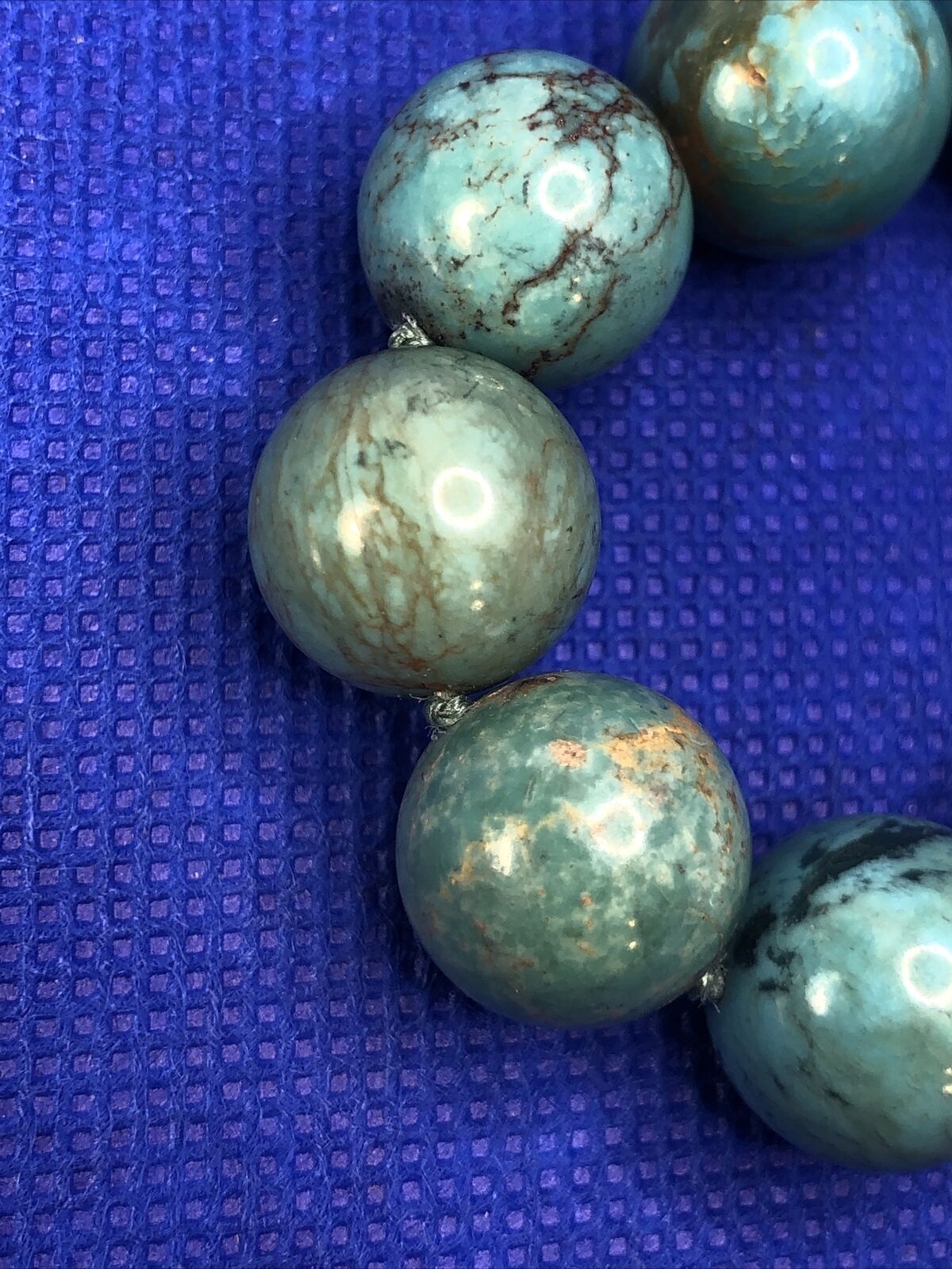Whitney Kelly 925 Sterling Silver Turquoise Beaded Hand Knotted Chunky Necklace