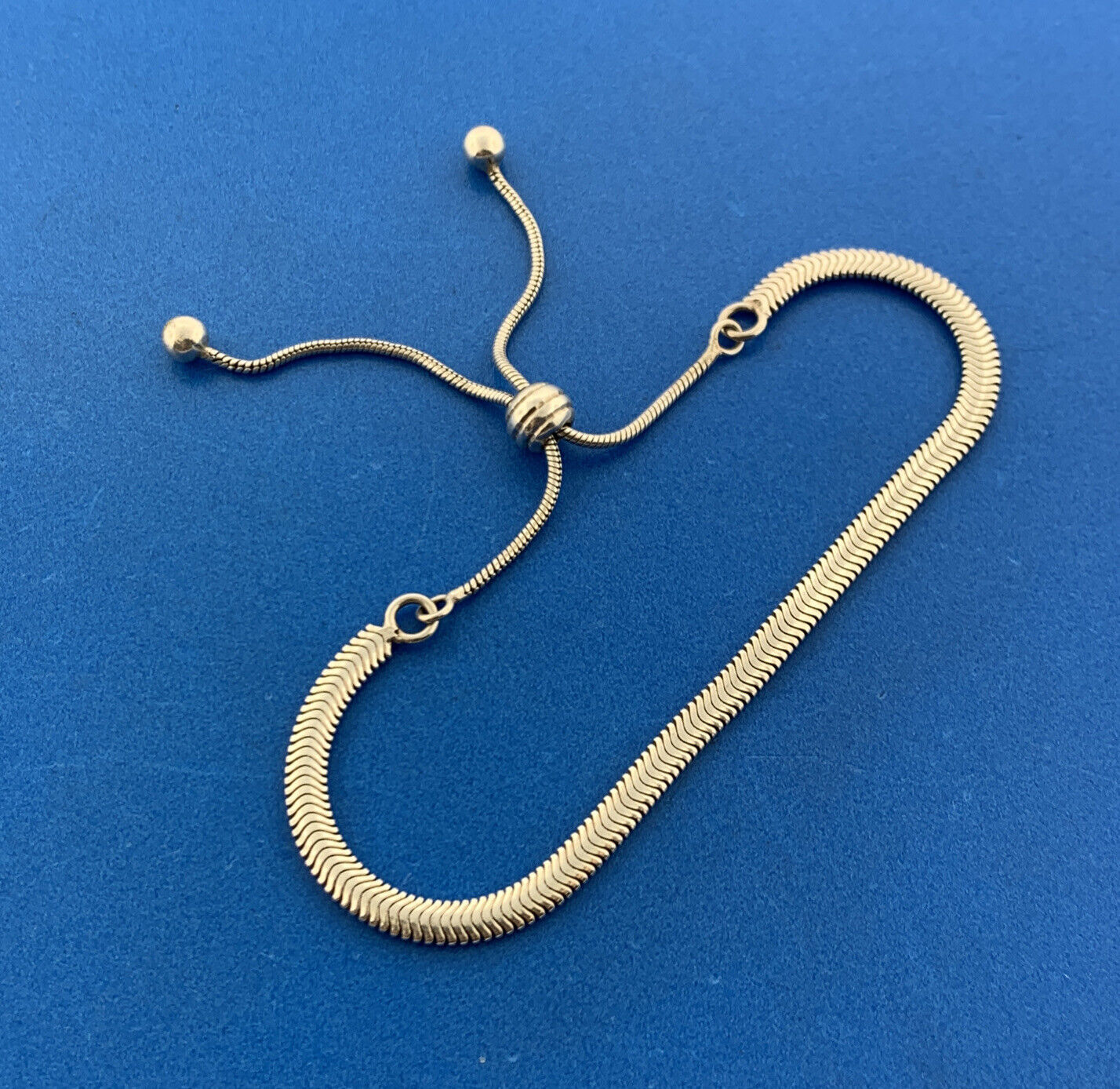 Estate Sterling Silver 925 Slinky Snake Link Adjustable Lariat Style Bracelet