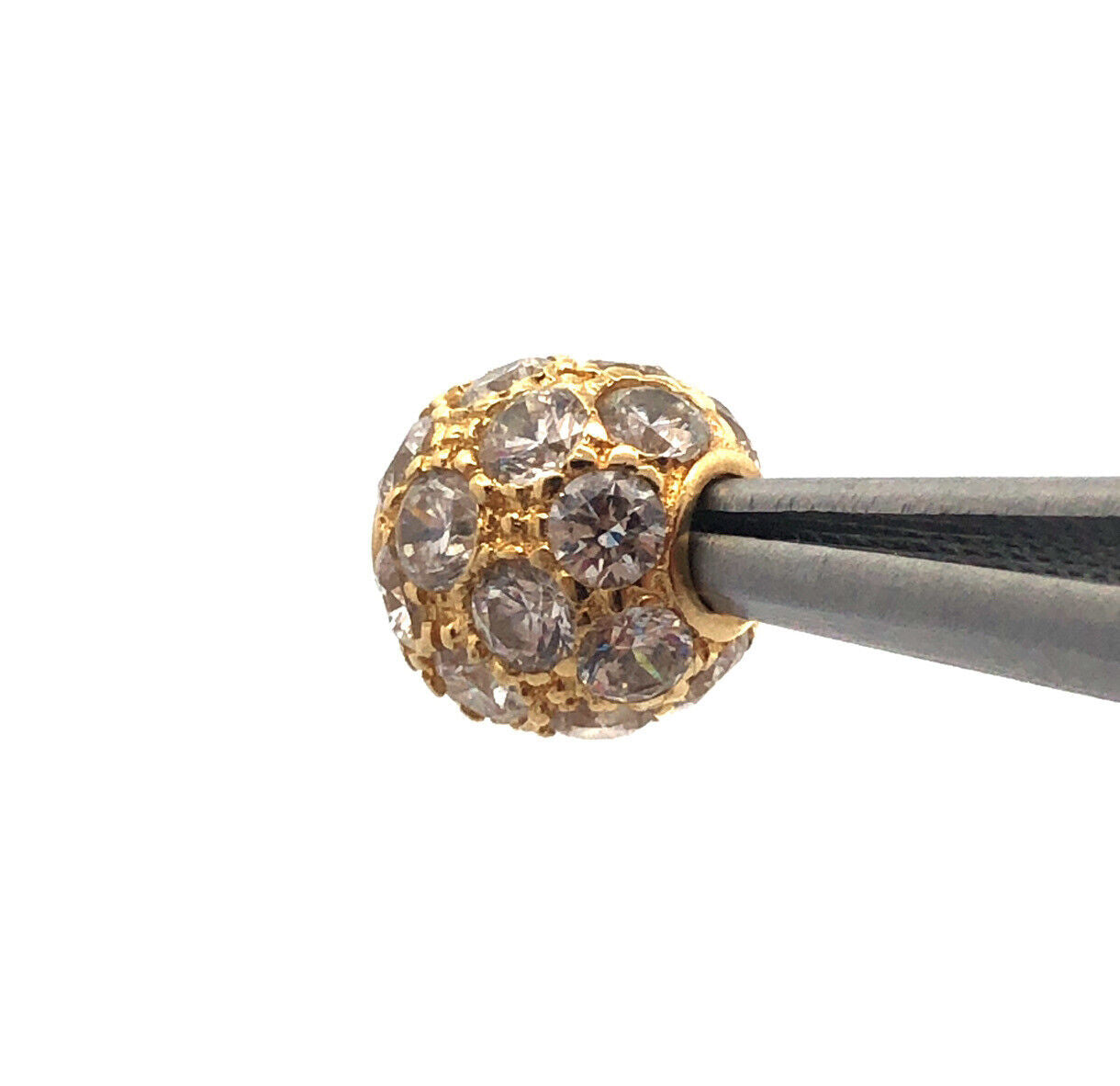 Gorgeous 14k Yellow Gold Sparkling Round Cut CZ Circular Sphere Bracelet Charm